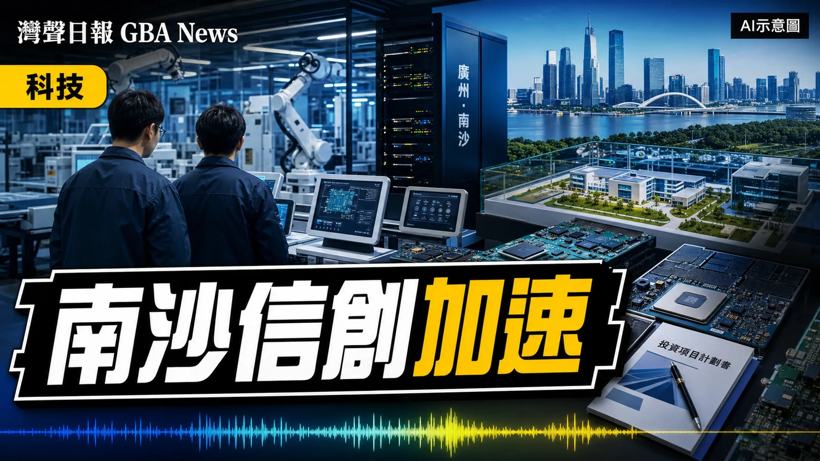 灣聲日報 GBA News｜百信落戶南沙高性能AI硬件基地 信創產業鏈再加速｜科技新聞封面