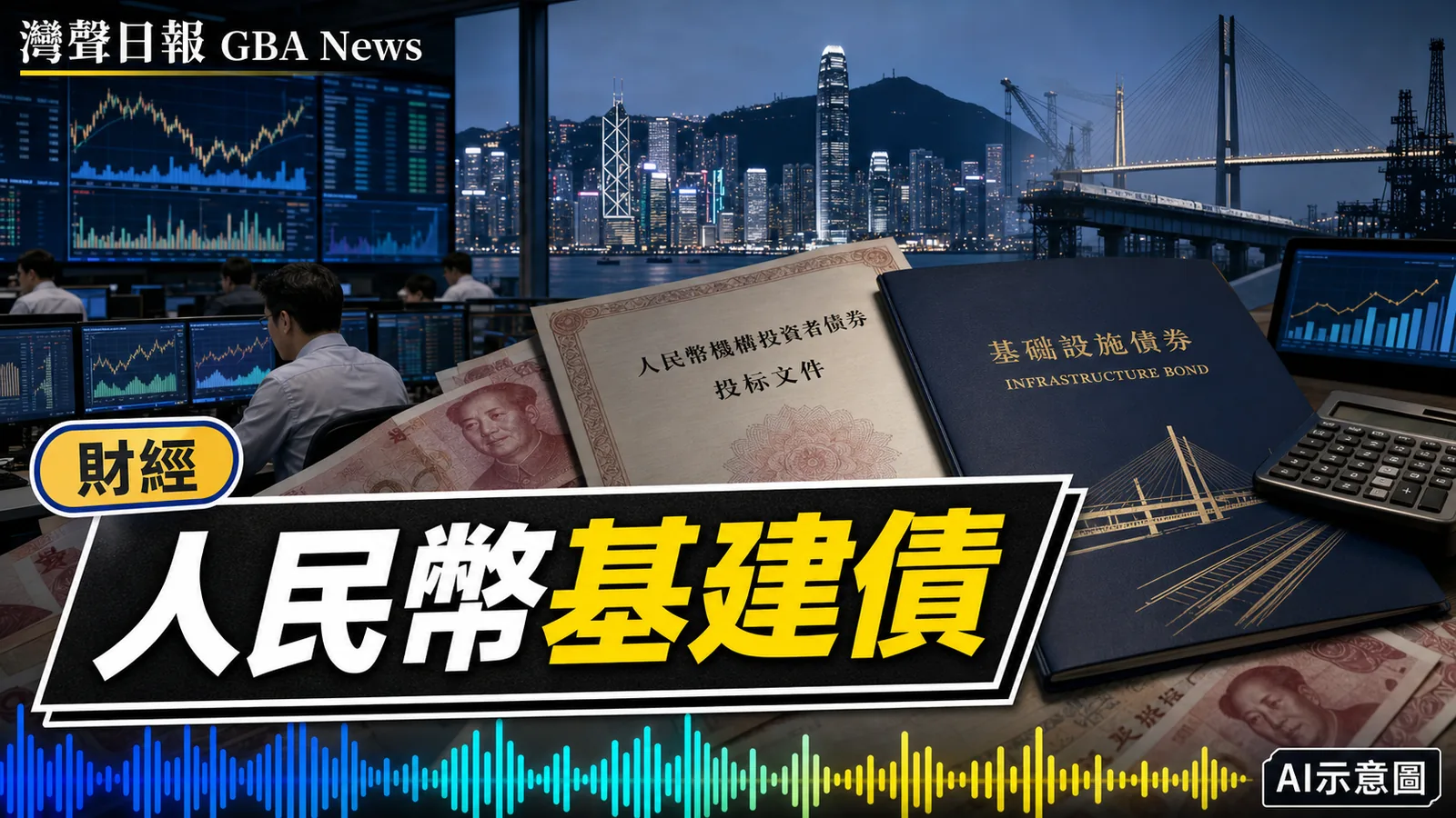 灣聲日報 GBA News｜10年期人民幣基建債下周重開投標 香港離岸人民幣產品再擴容｜財經新聞封面