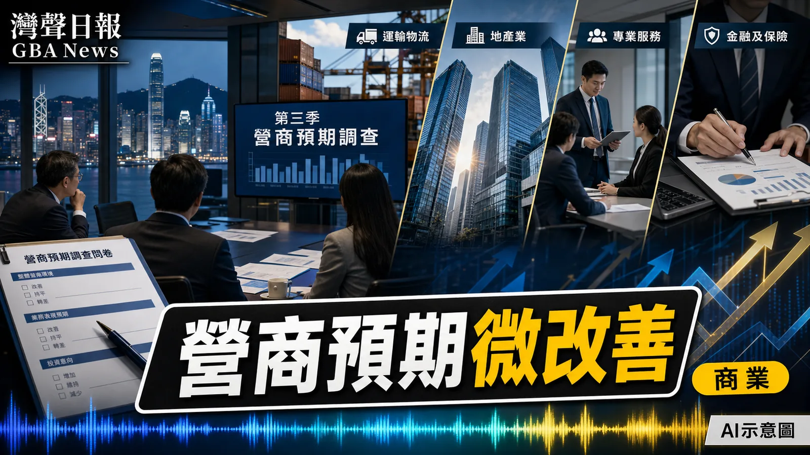 灣聲日報 GBA News｜第三季營商預期略改善 金融保險較樂觀運輸地產仍承壓｜商業新聞封面