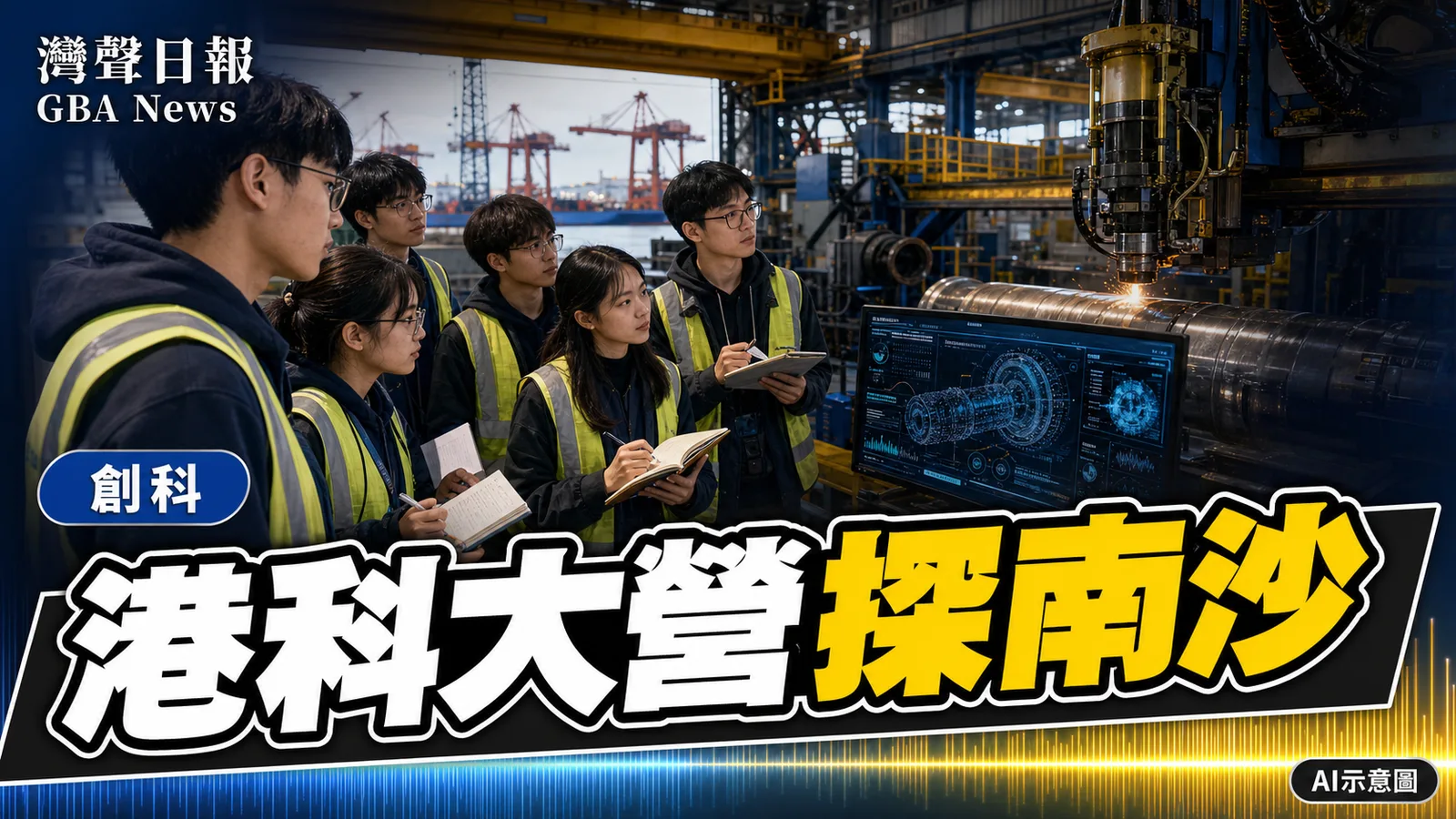 灣聲日報 GBA News｜港科大廣州紅鳥營走進南沙 大崗高端裝備園對接AI製造｜創科新聞封面