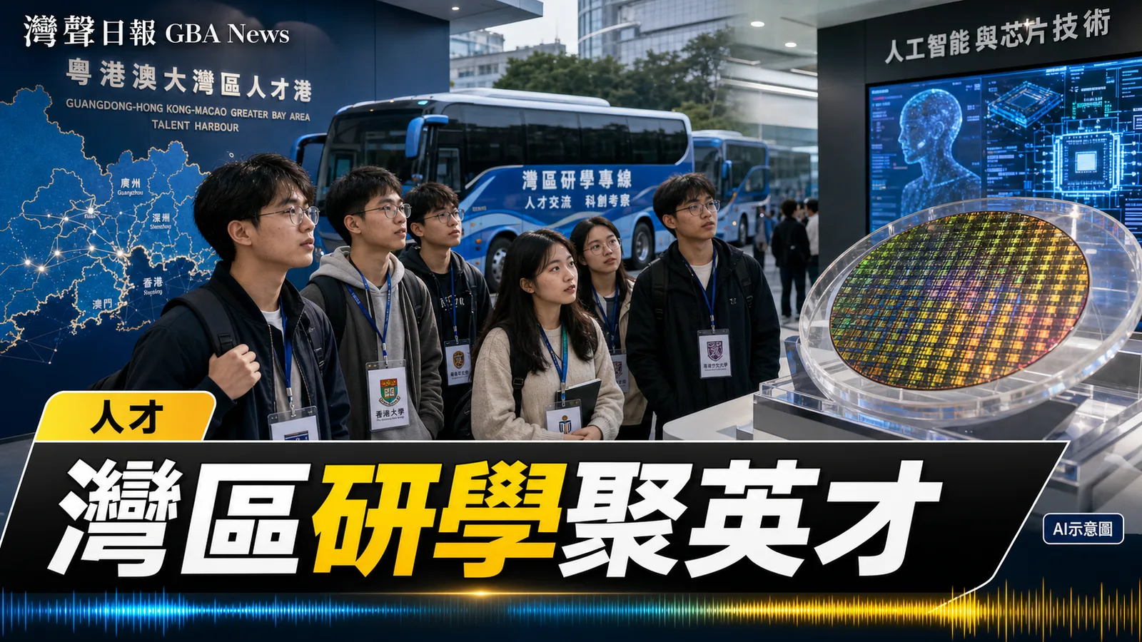 灣聲日報 GBA News｜200多名碩博學子走進灣區 廣東以研學對接芯片AI職位｜人才新聞封面