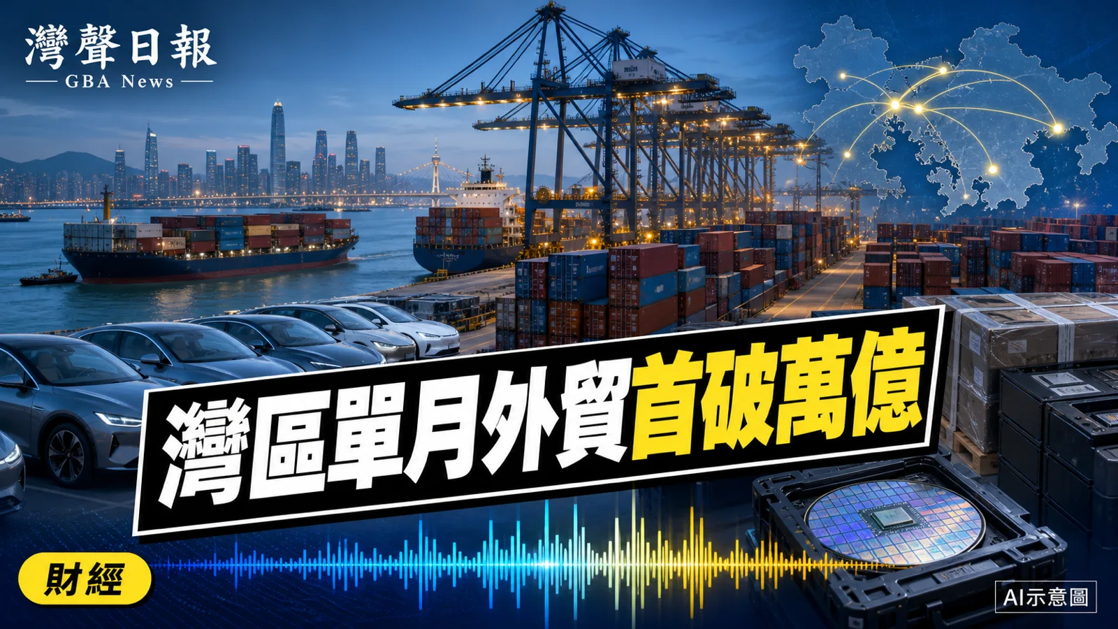灣聲日報 GBA News｜灣區內地九市單月外貿首破萬億 上半年進出口增20.9%｜貿易與宏觀新聞封面