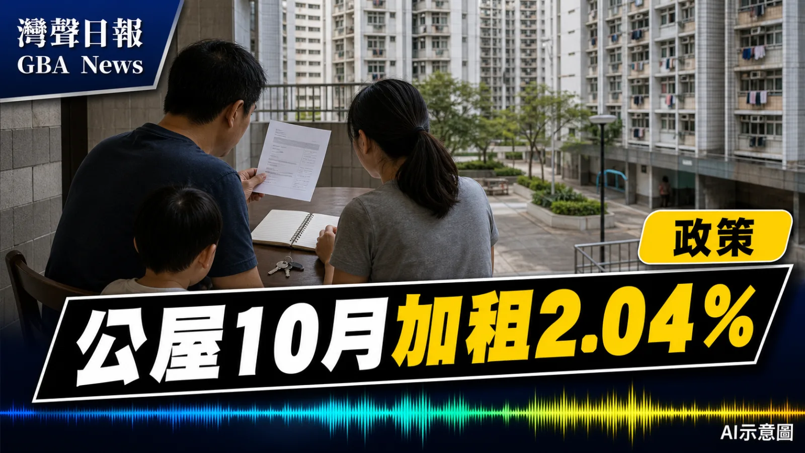 灣聲日報 GBA News｜香港公屋10月加租2.04% 平均每戶每月多付51元｜香港政策新聞封面