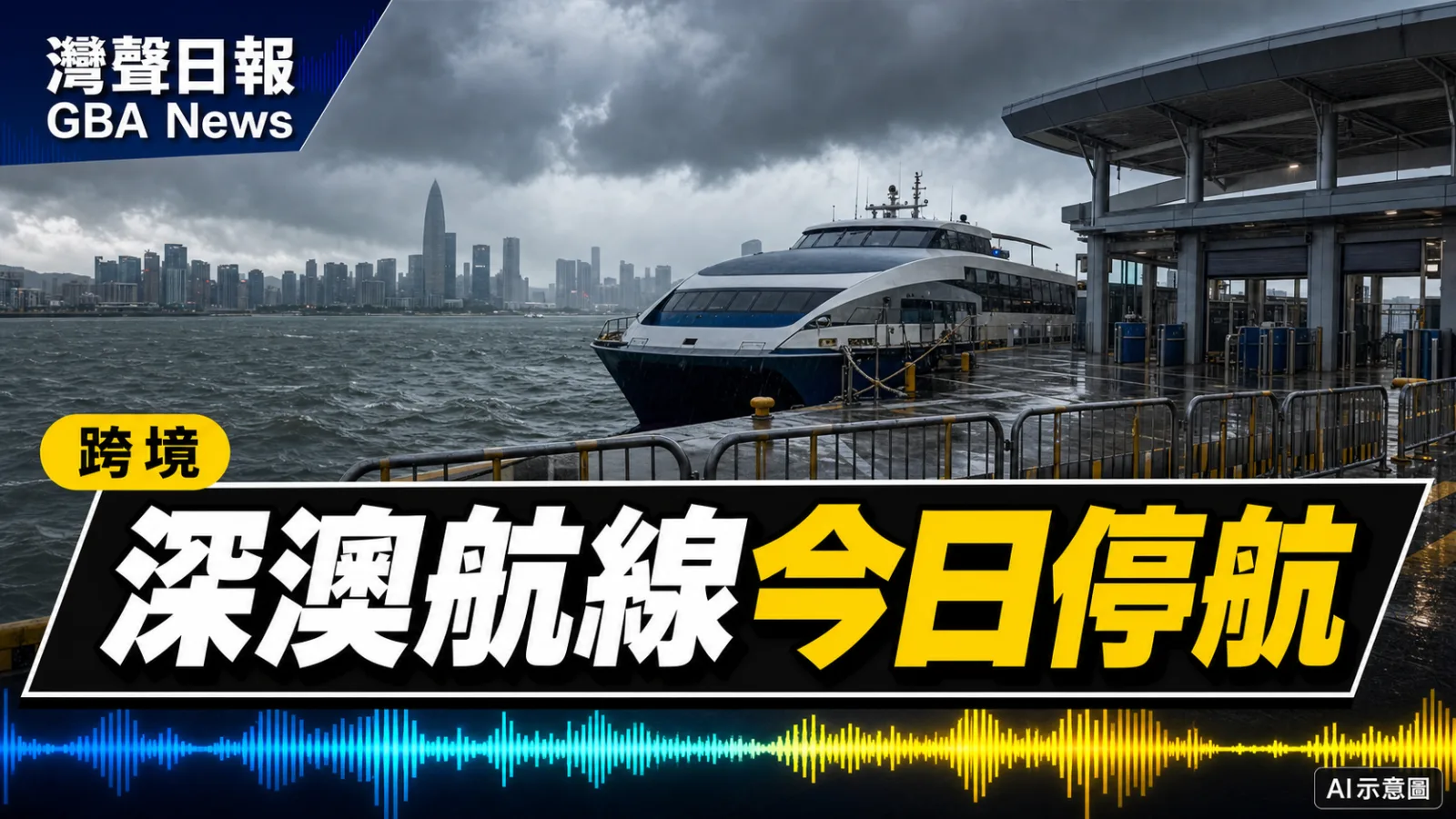 灣聲日報 GBA News｜熱帶氣旋影響深澳客船今日全線停航 涉蛇口及深圳機場碼頭｜跨境新聞封面
