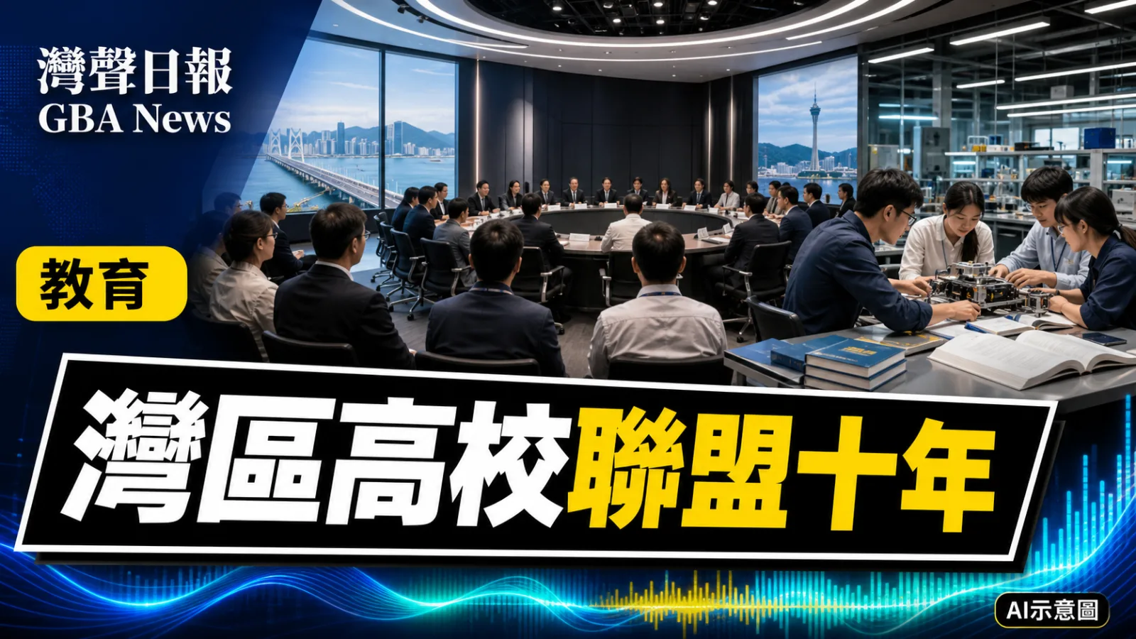 灣聲日報 GBA News｜粵港澳高校聯盟成立十周年 52所高校建80個專業聯盟｜創科新聞封面