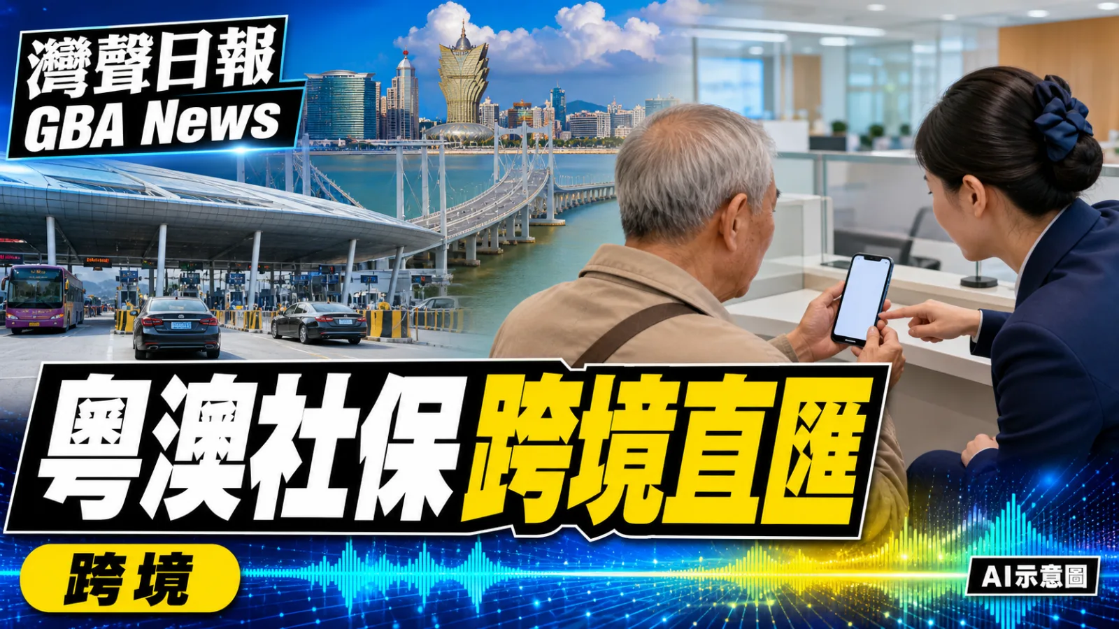 灣聲日報 GBA News｜粵澳養老通2.0落地 八類社保資金可直匯廣東｜跨境新聞封面