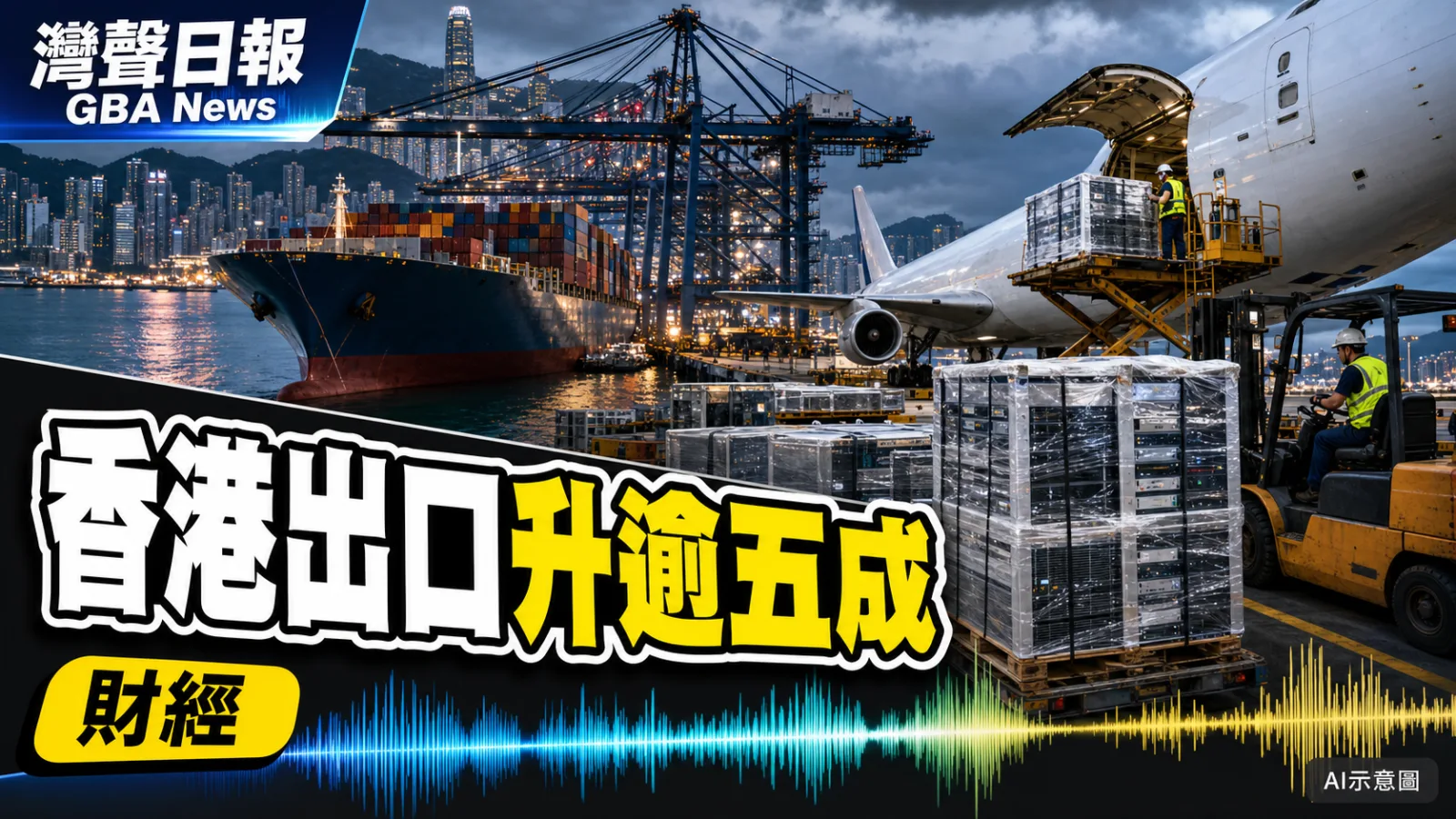 灣聲日報 GBA News｜香港6月出口急升53.4% AI電子需求撐外貿｜財經新聞封面