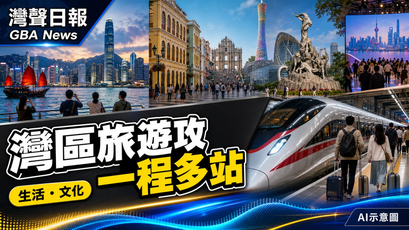 灣聲日報 GBA News｜粵港澳上海推「一程多站」旅遊 三地瞄準長三角及歐洲客源｜生活・文化新聞封面