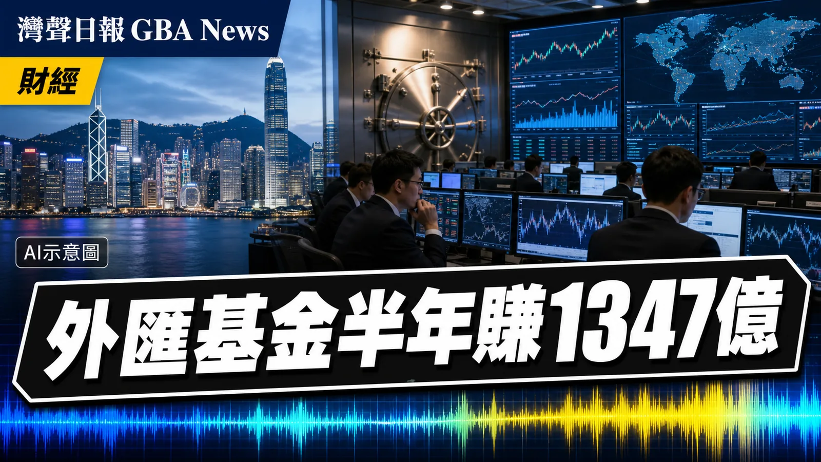 灣聲日報 GBA News｜外匯基金上半年賺1347億　匯兌收益343億｜財經新聞封面