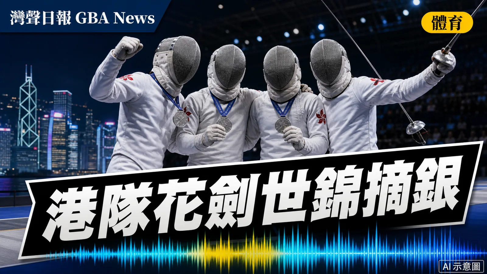 灣聲日報 GBA News｜港隊男子花劍世錦賽摘銀　創團體賽歷史｜體育新聞封面