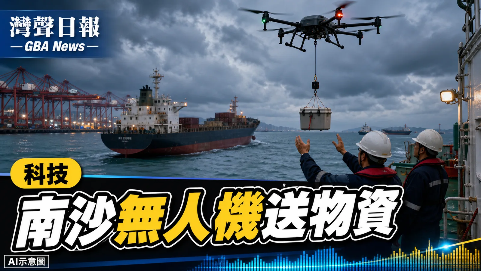 南沙無人機跨海配送海員物資 5分鐘飛越約2公里航線
