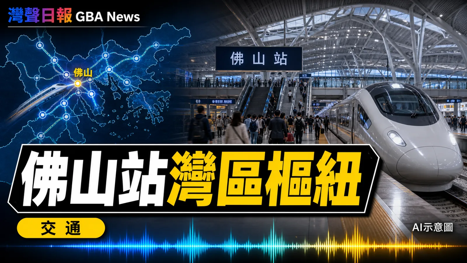 灣聲日報 GBA News｜佛山站開通成大灣區鐵路樞紐 廣佛通勤與城際接駁再提速｜交通新聞封面