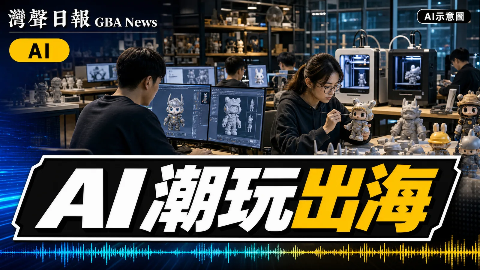 灣聲日報 GBA News｜深圳AI潮玩出海 清華系團隊用模型生成文創設計方案｜AI新聞封面