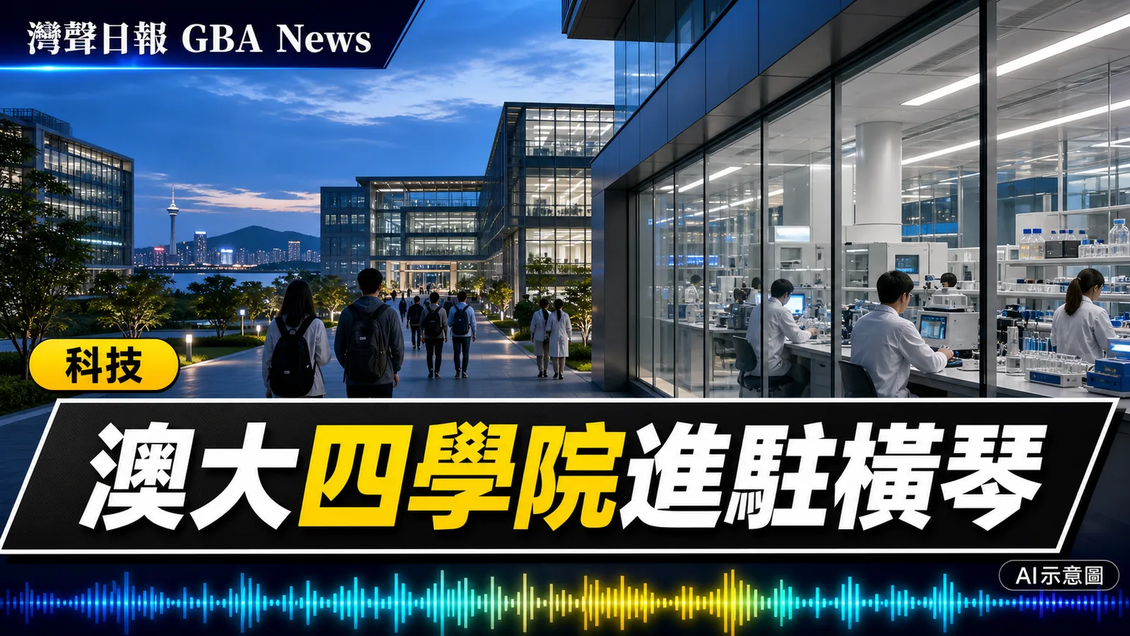 灣聲日報 GBA News｜澳大五學院兩研究院正式運行　四學院規劃進駐橫琴校區｜科技新聞封面