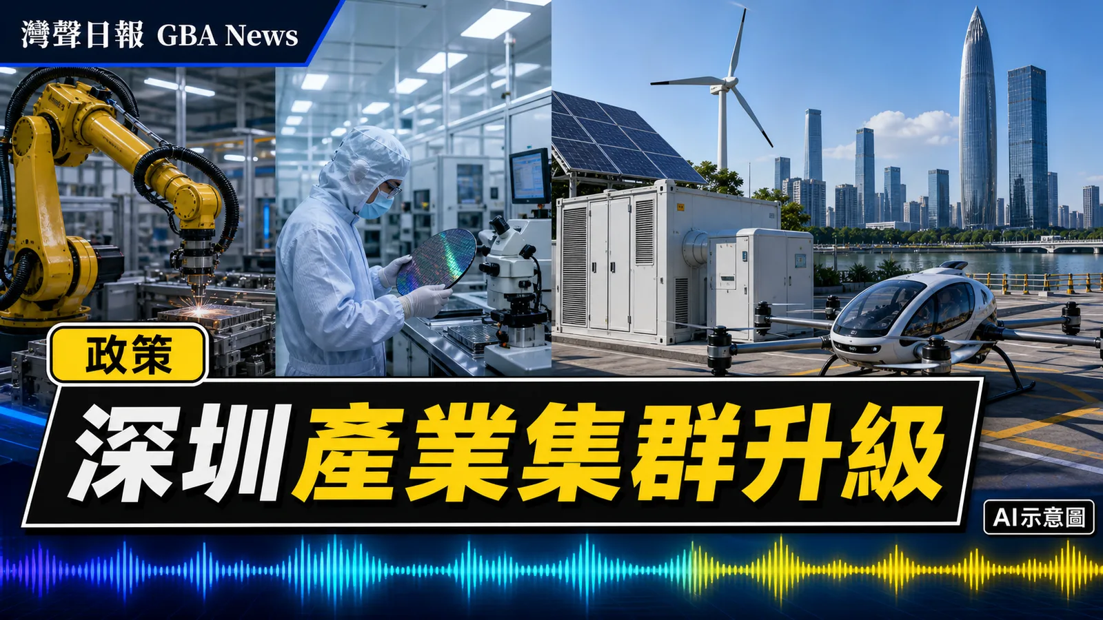 灣聲日報 GBA News｜深圳20+8產業集群升級3.0　2030年戰新產業目標2.3萬億｜政策新聞封面