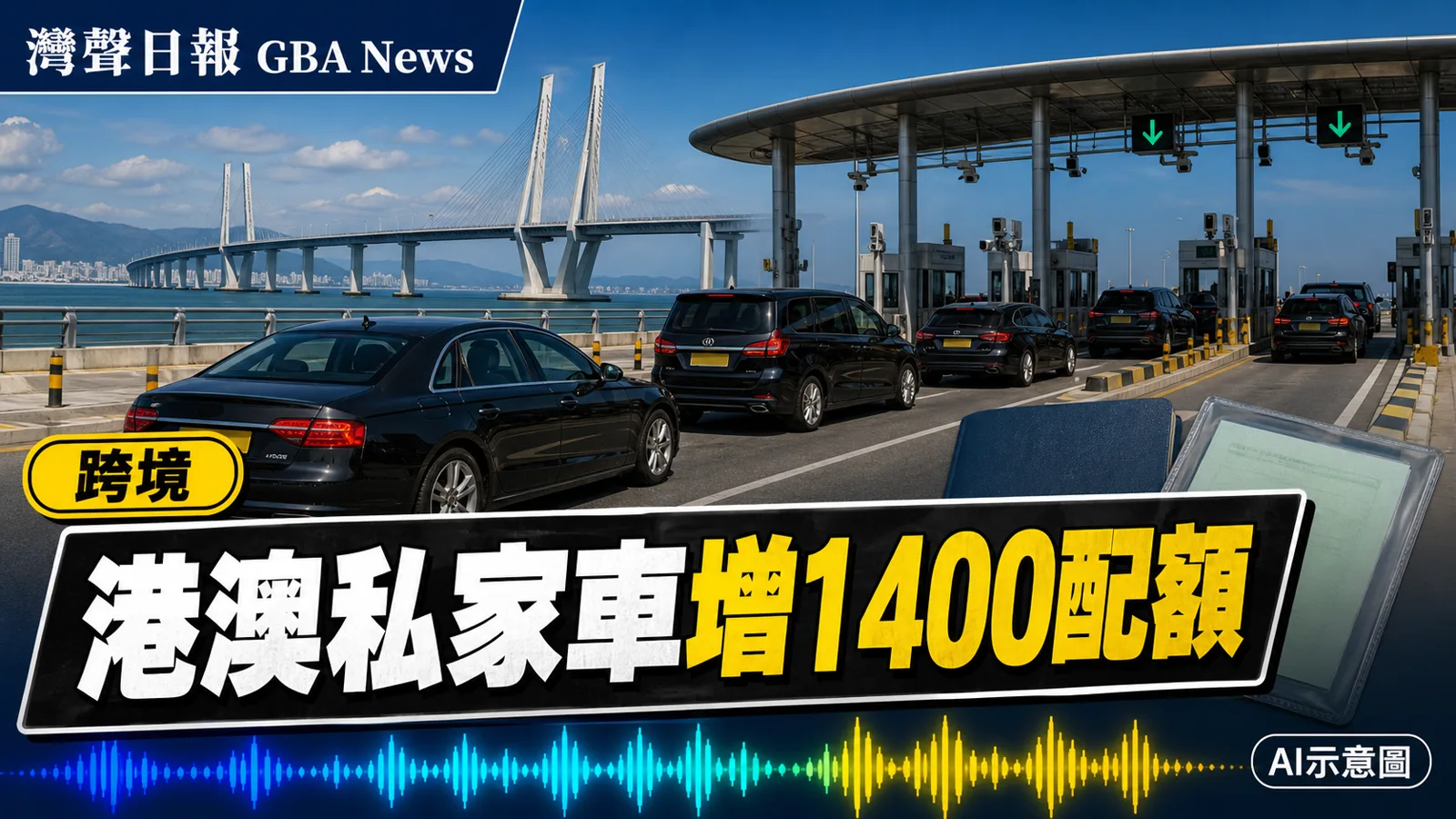 灣聲日報 GBA News｜港珠澳大橋港澳私家車增1,400個常規配額　8月7日起申請｜跨境新聞封面