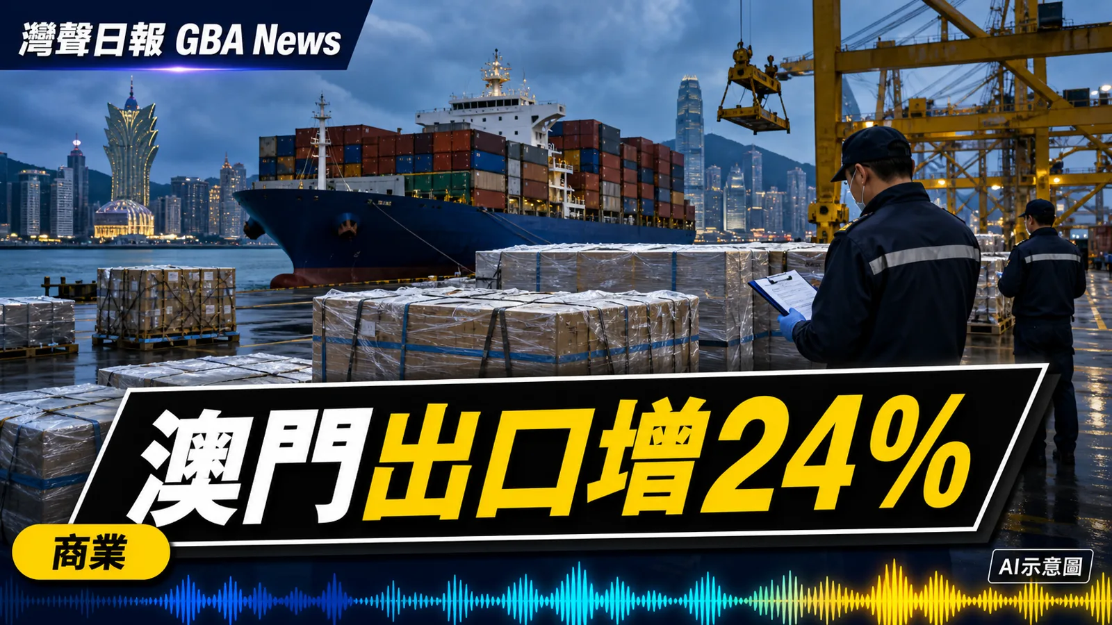 灣聲日報 GBA News｜澳門上半年出口升24%至82.2億元　輸港貨值增20.8%｜商業新聞封面
