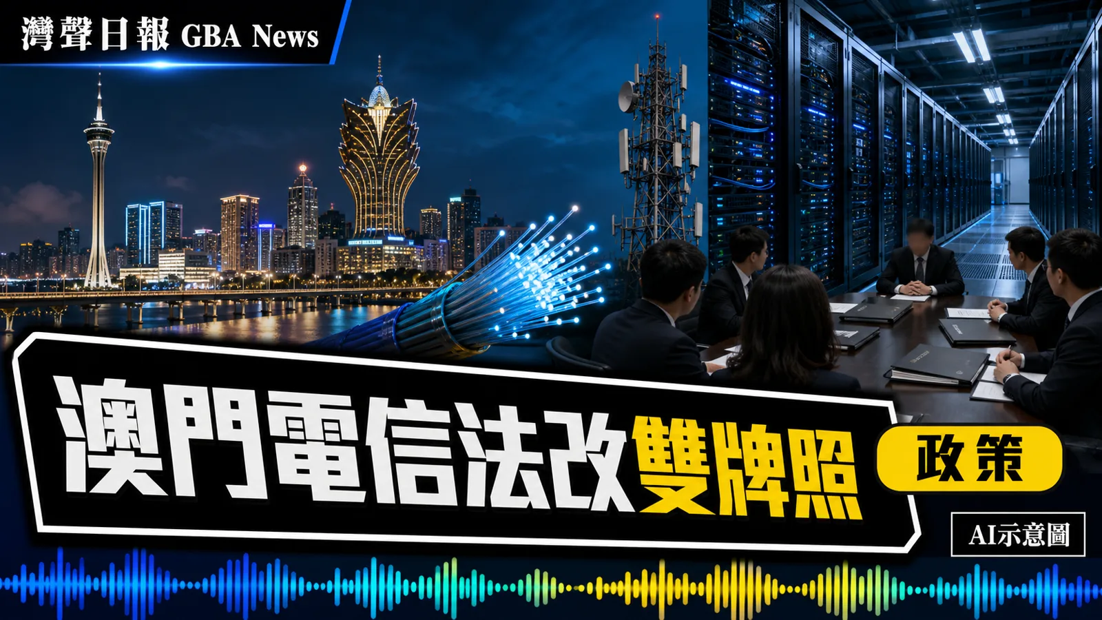 灣聲日報 GBA News｜澳門《電信法》草案設網絡與服務雙牌照　服務牌最長8年｜政策新聞封面