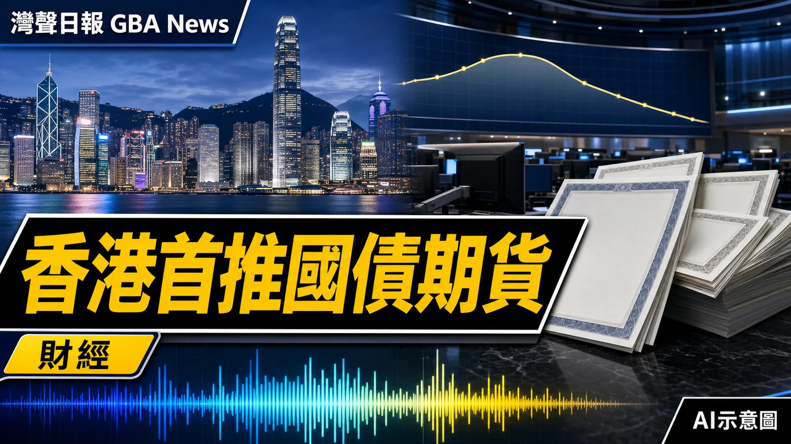 灣聲日報 GBA News｜香港首隻5年期中國國債期貨上市　每張合約金額50萬元人民幣｜財經新聞封面