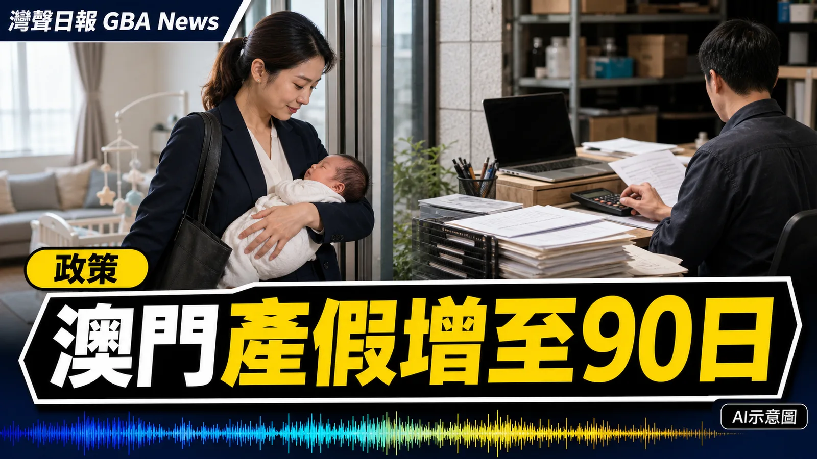 灣聲日報 GBA News｜澳門產假增至90日　中小企僱主最高可申領34日報酬補貼｜政策新聞封面