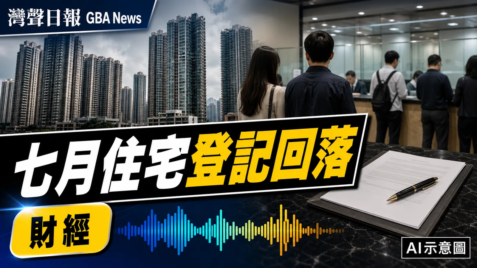 灣聲日報 GBA News｜香港7月樓宇買賣登記6,715宗　住宅宗數按月跌41.7%｜財經新聞封面