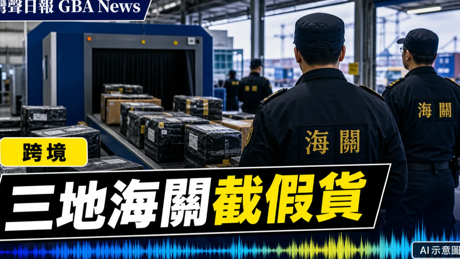 灣聲日報 GBA News｜粵港澳海關聯手打擊跨境假貨　香港檢3.8萬件貨值1,500萬元｜跨境新聞封面