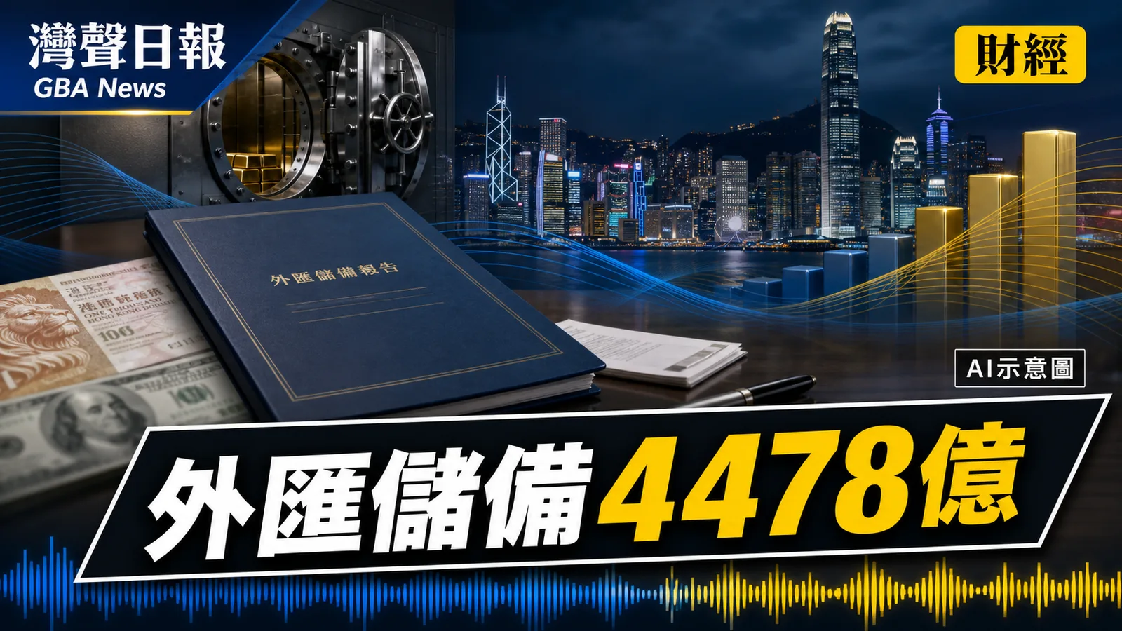 灣聲日報 GBA News｜香港外匯儲備升至4,478億美元　相當港元M3約38%｜財經新聞封面