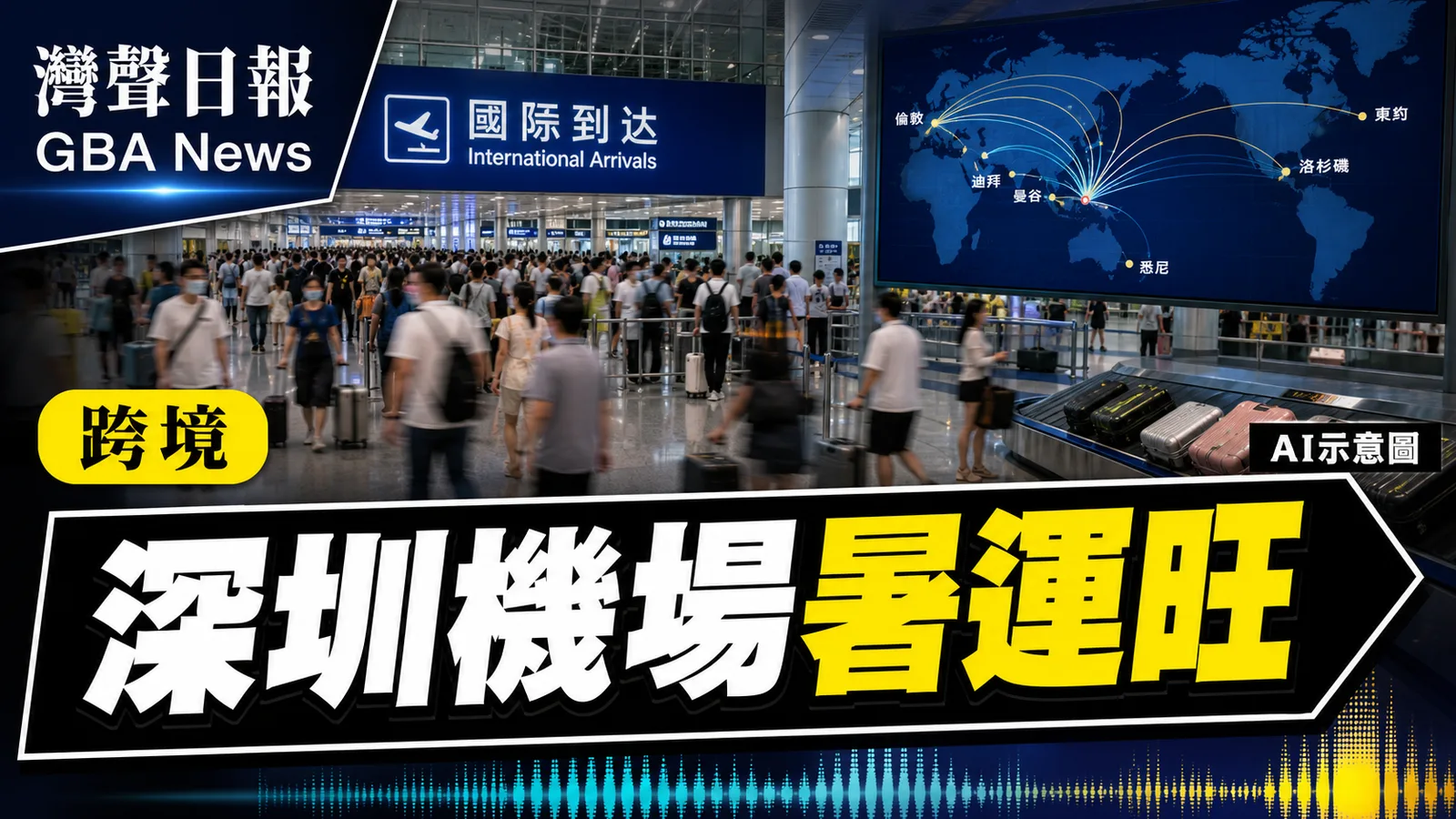 灣聲日報 GBA News｜深圳機場暑運首月旅客逾580萬　外籍入境同比增24.5%｜跨境新聞封面