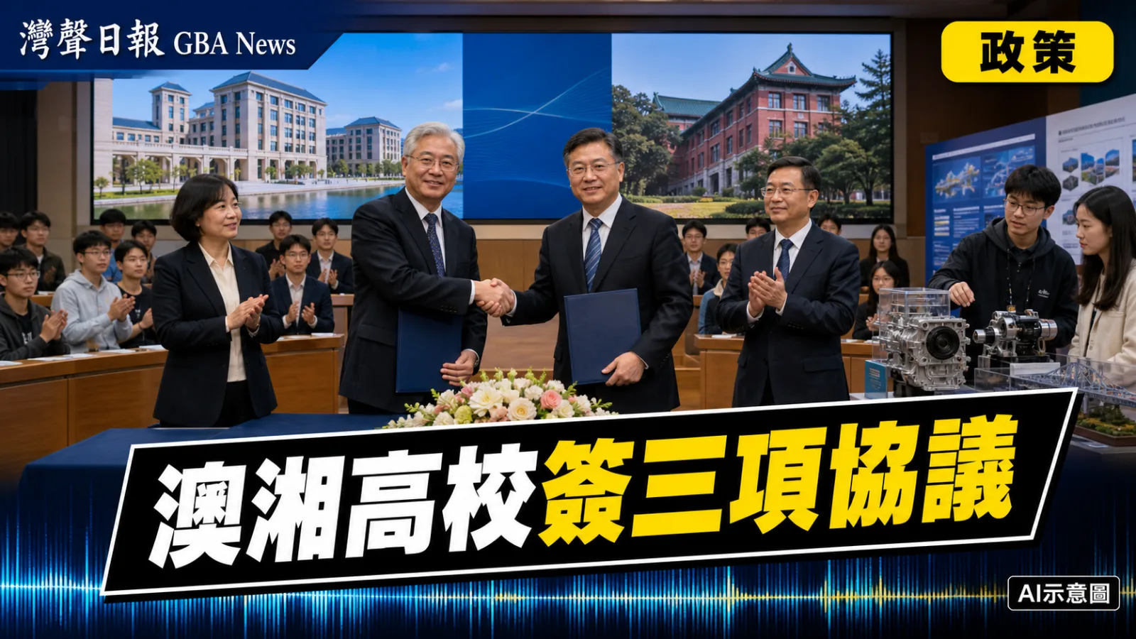 灣聲日報 GBA News｜澳門10所高校赴湖南交流　3對院校簽合作協議推聯合培養｜政策新聞封面