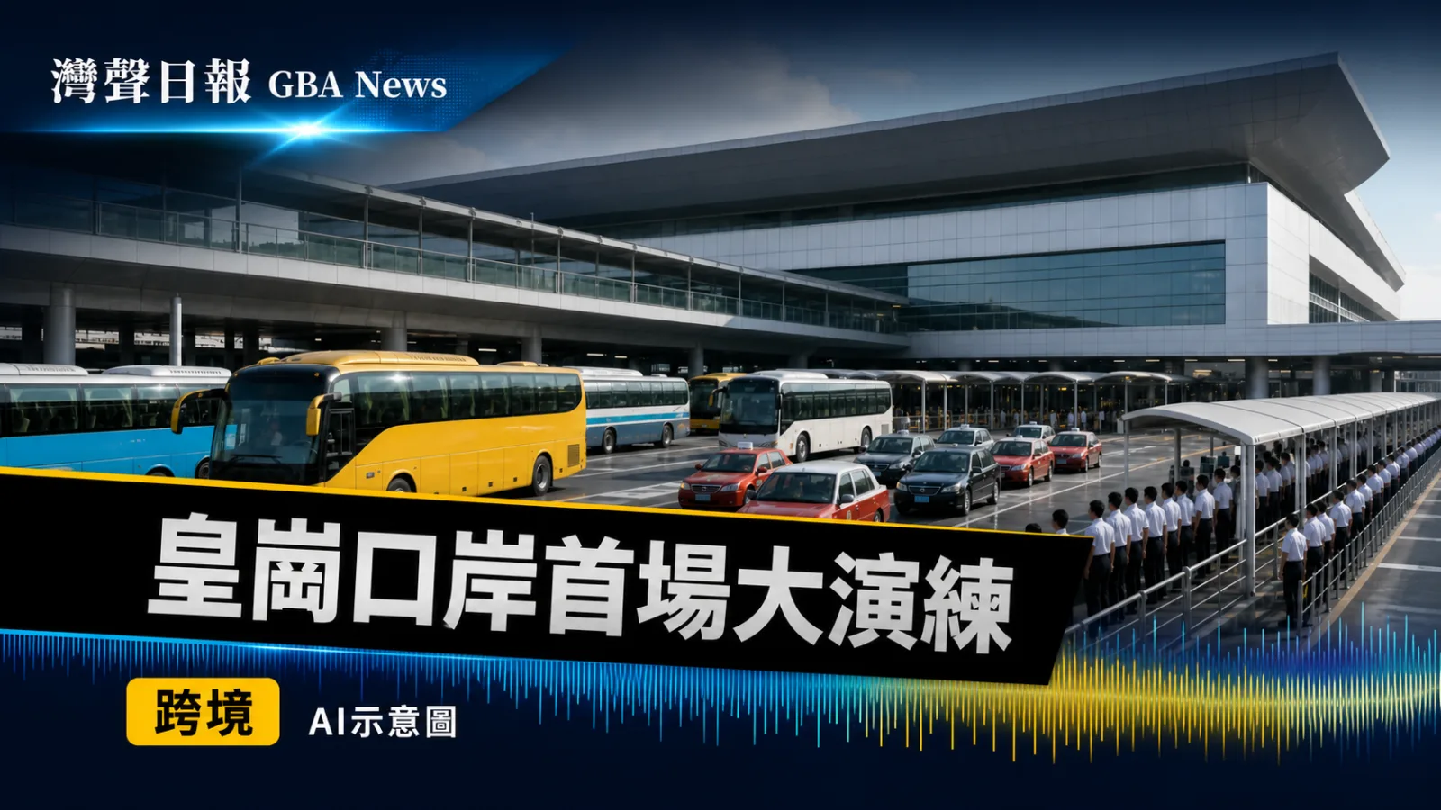 灣聲日報 GBA News｜皇崗口岸首場大型演練動員千人　逾120班次測試人車流｜跨境新聞封面
