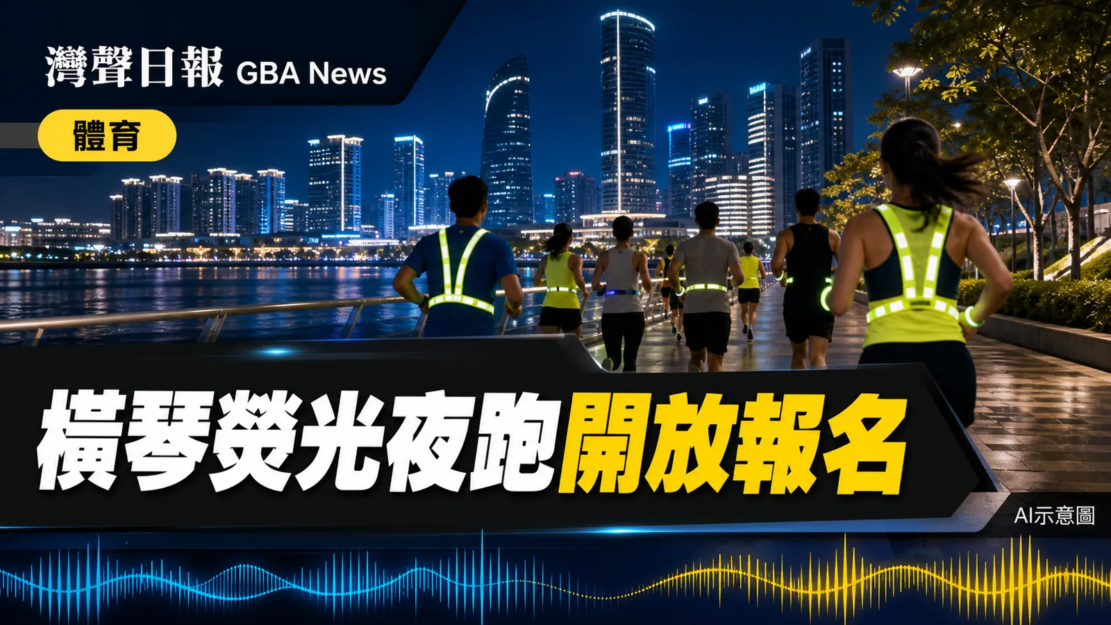 灣聲日報 GBA News｜橫琴熒光夜跑9月13日舉行　2000名額8月24日起報名｜體育新聞封面