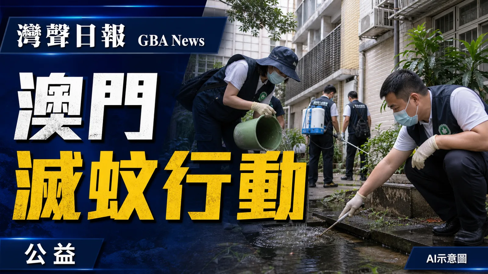 灣聲日報 GBA News｜澳門跨部門巡查蚊患高風險場所　7月誘蚊指數41.6%｜公益新聞封面