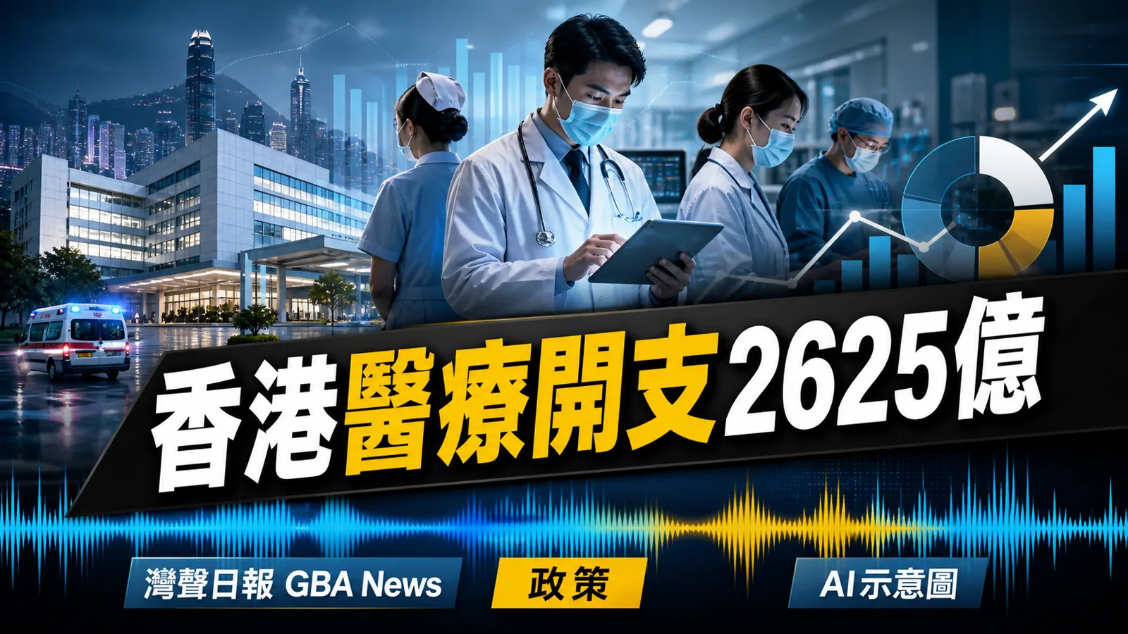 灣聲日報 GBA News｜香港醫療經常開支2625億　人均34890元公私比例近半｜政策新聞封面