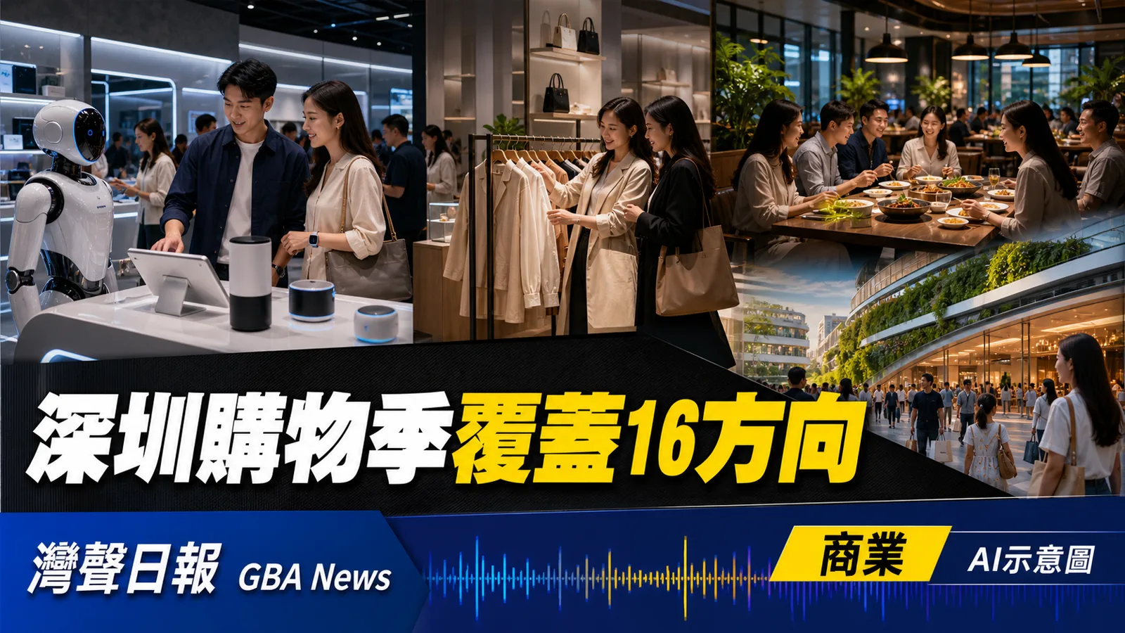 灣聲日報 GBA News｜深圳購物季8至10月展開　16方向涵蓋AI消費與首發經濟｜商業新聞封面