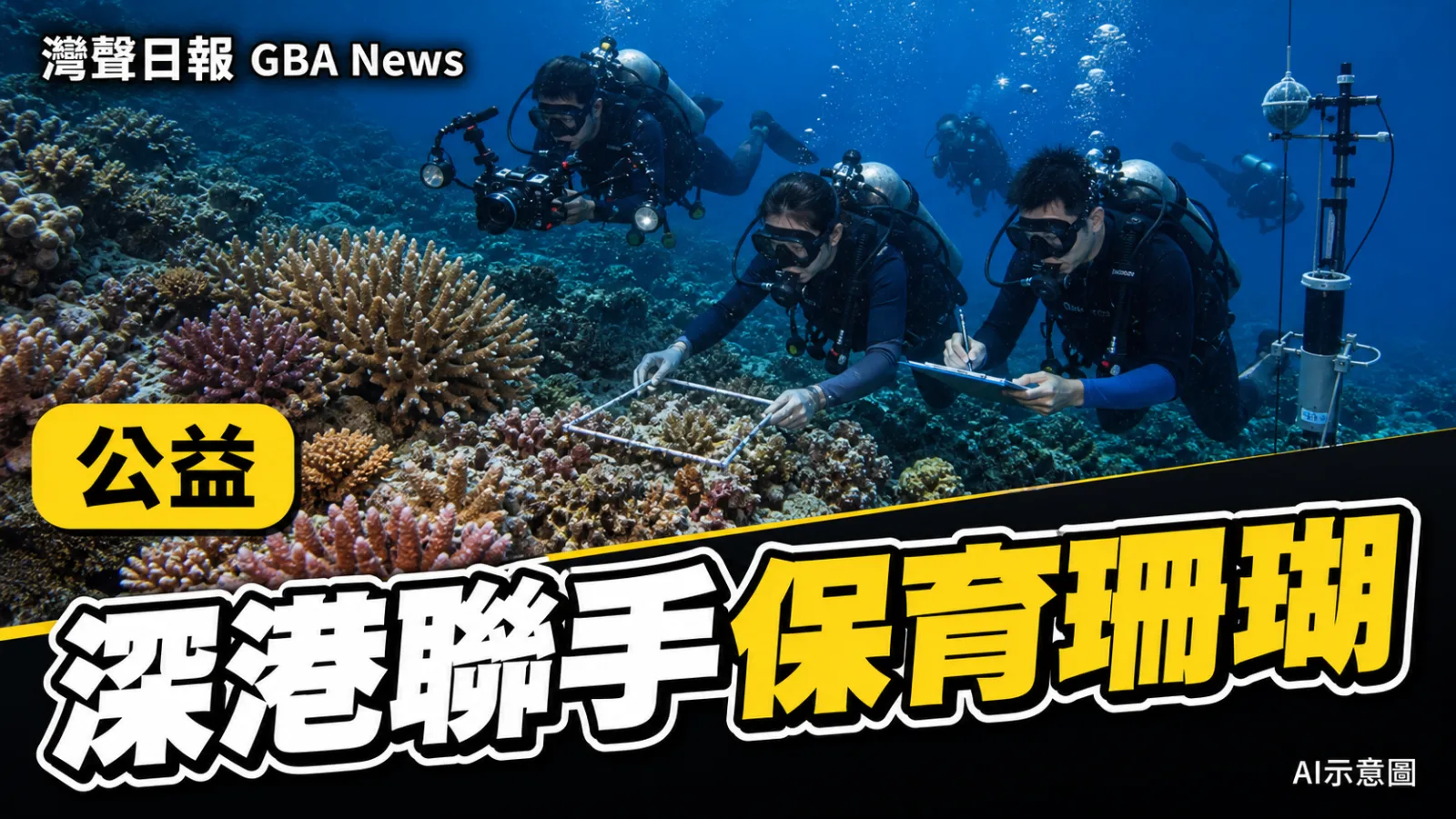 灣聲日報 GBA News|深港簽珊瑚保育備忘錄 同步普查兼研究高新技術修復|公益新聞封面
