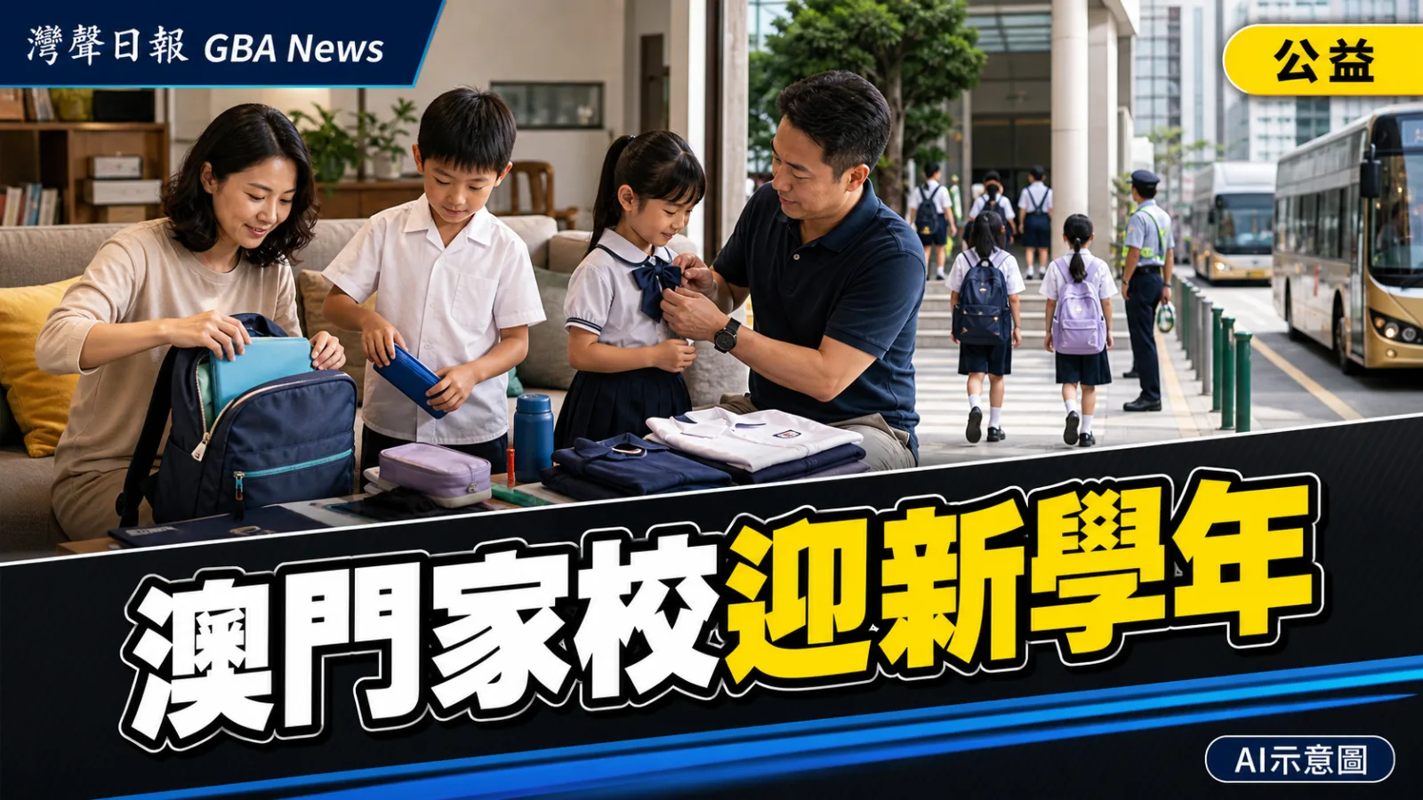 灣聲日報 GBA News｜澳門家校迎新學年　教青局籲留意惡劣天氣與交通安排｜公益新聞封面
