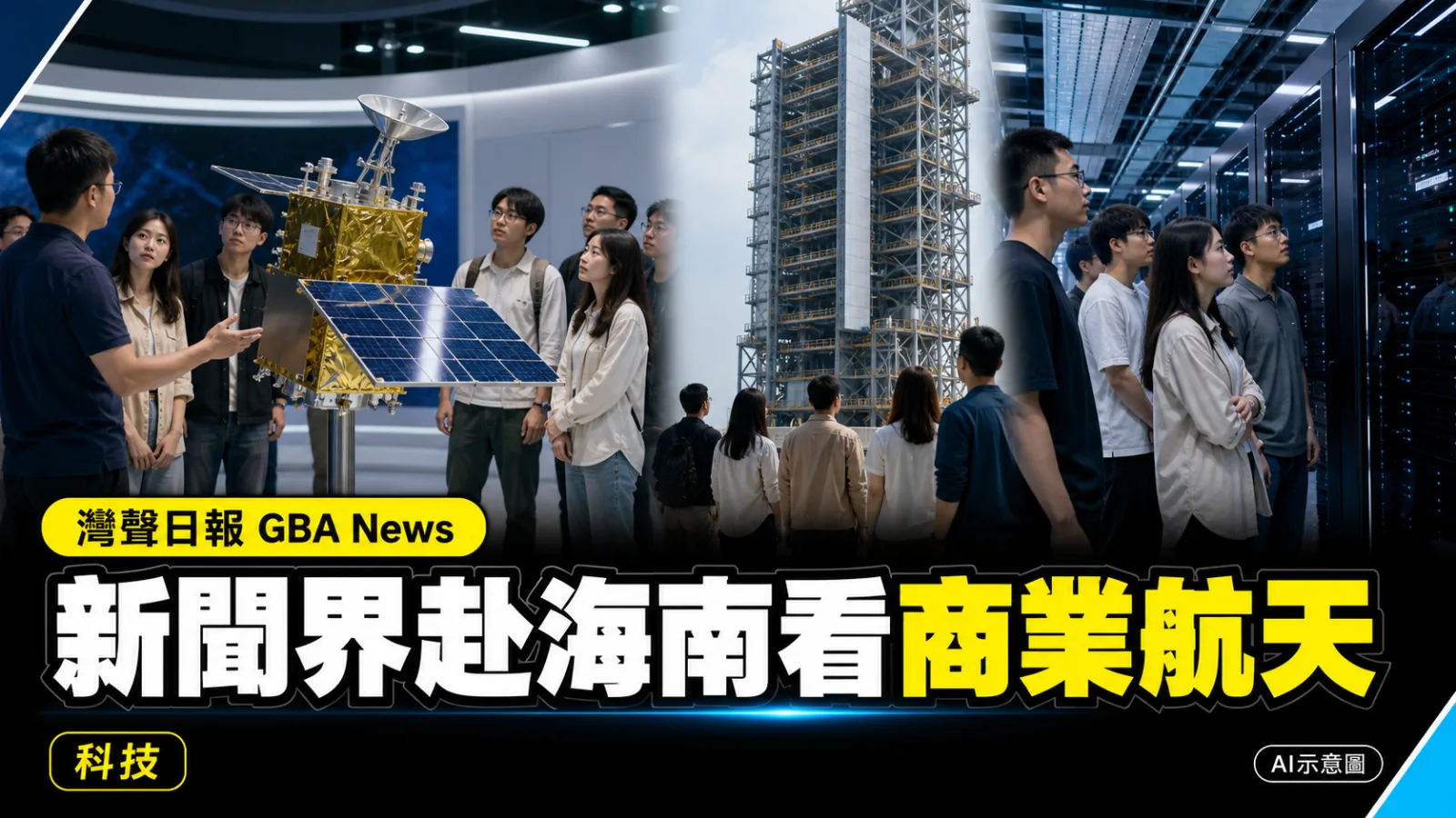 灣聲日報 GBA News｜香港新聞界與大專生赴海南　考察商業航天與太空算力｜科技新聞封面