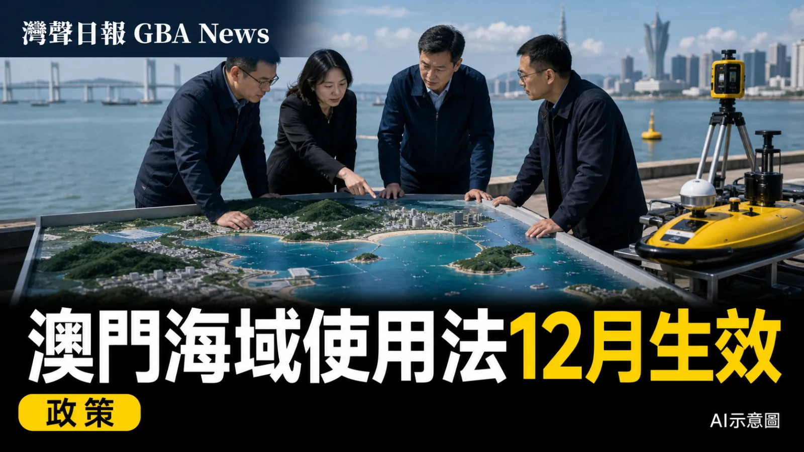 灣聲日報 GBA News｜澳門《海域使用法》12月生效　現有用海項目依法過渡｜政策新聞封面
