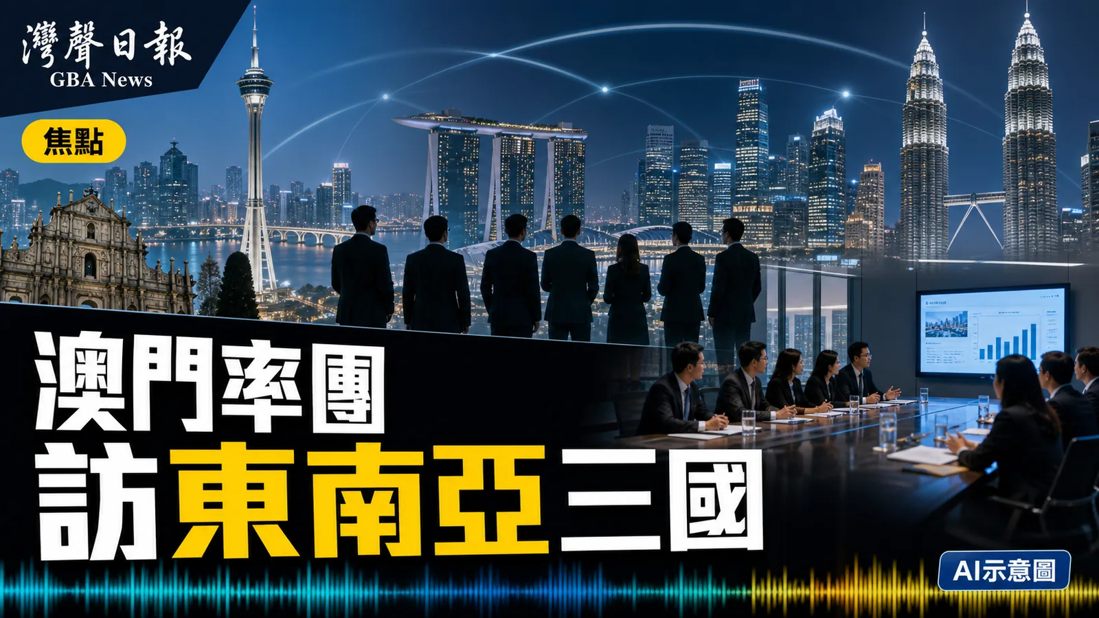 灣聲日報 GBA News｜澳門代表團啟程訪東南亞三國　經貿科技文旅教育多線推合作｜焦點新聞封面