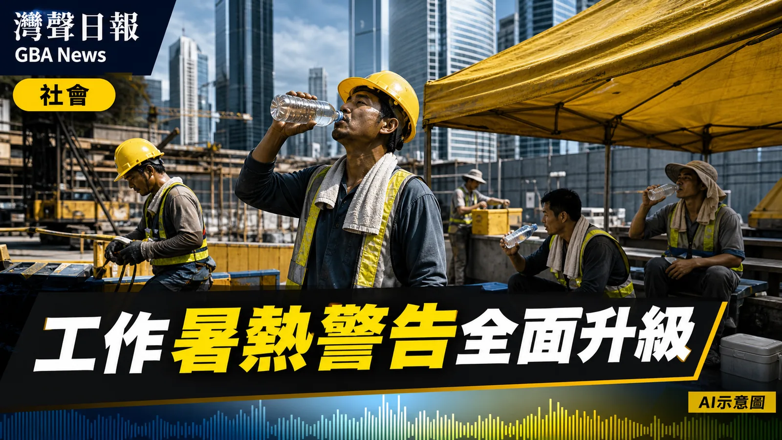 灣聲日報 GBA News｜香港工作暑熱警告升級　35度或以上自動上調一級｜公益新聞封面