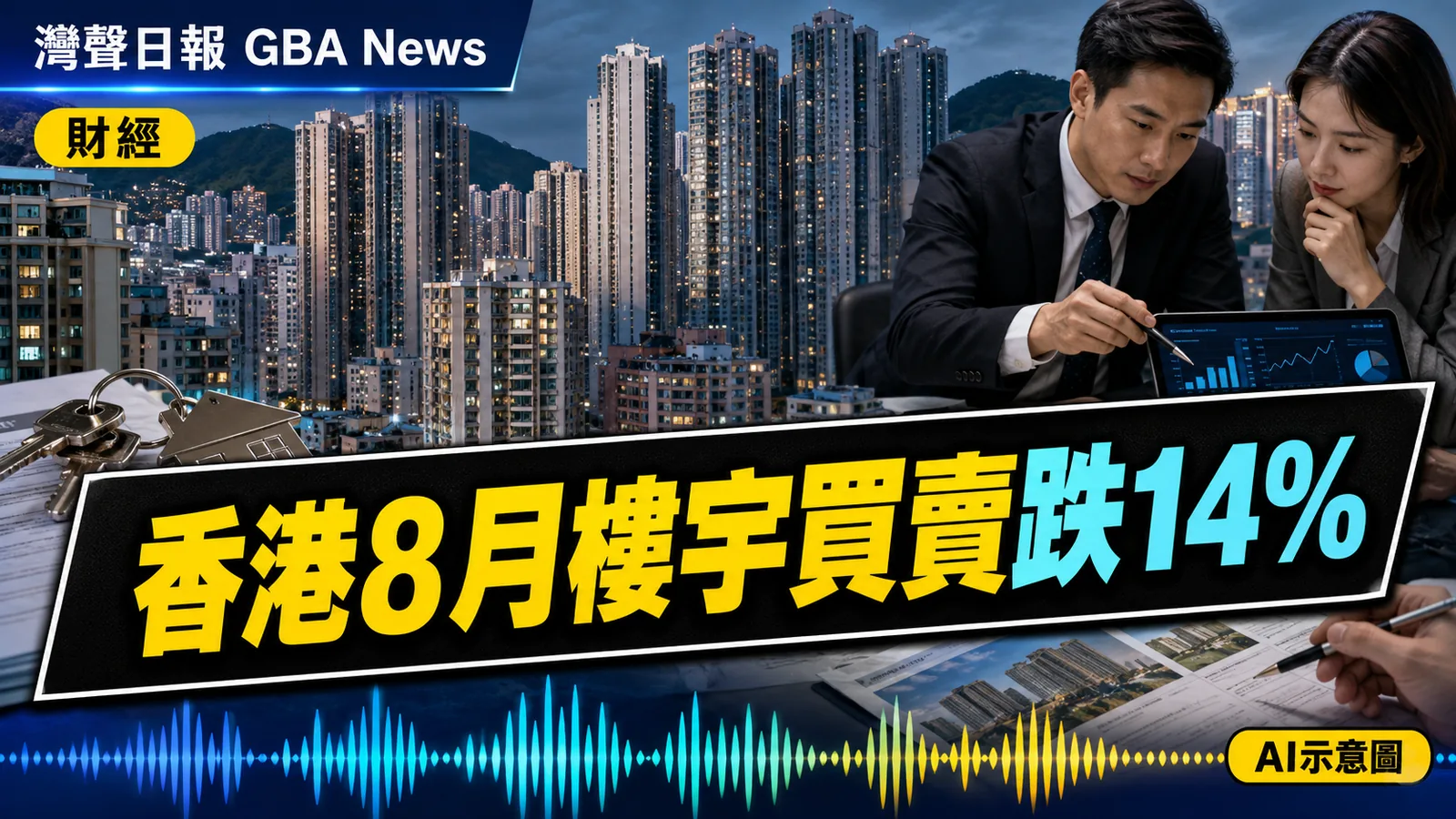 灣聲日報 GBA News｜香港8月樓宇買賣登記跌14.1%　住宅成交4019宗、總值362億元｜財經新聞封面