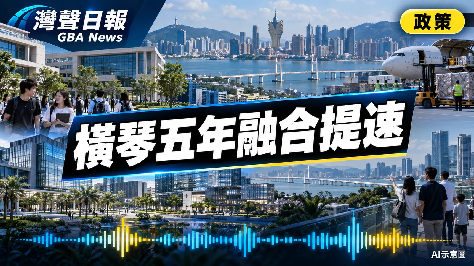 灣聲日報 GBA News｜橫琴合作區五年增至逾3萬澳門居民　四大工程加速琴澳融合｜政策新聞封面