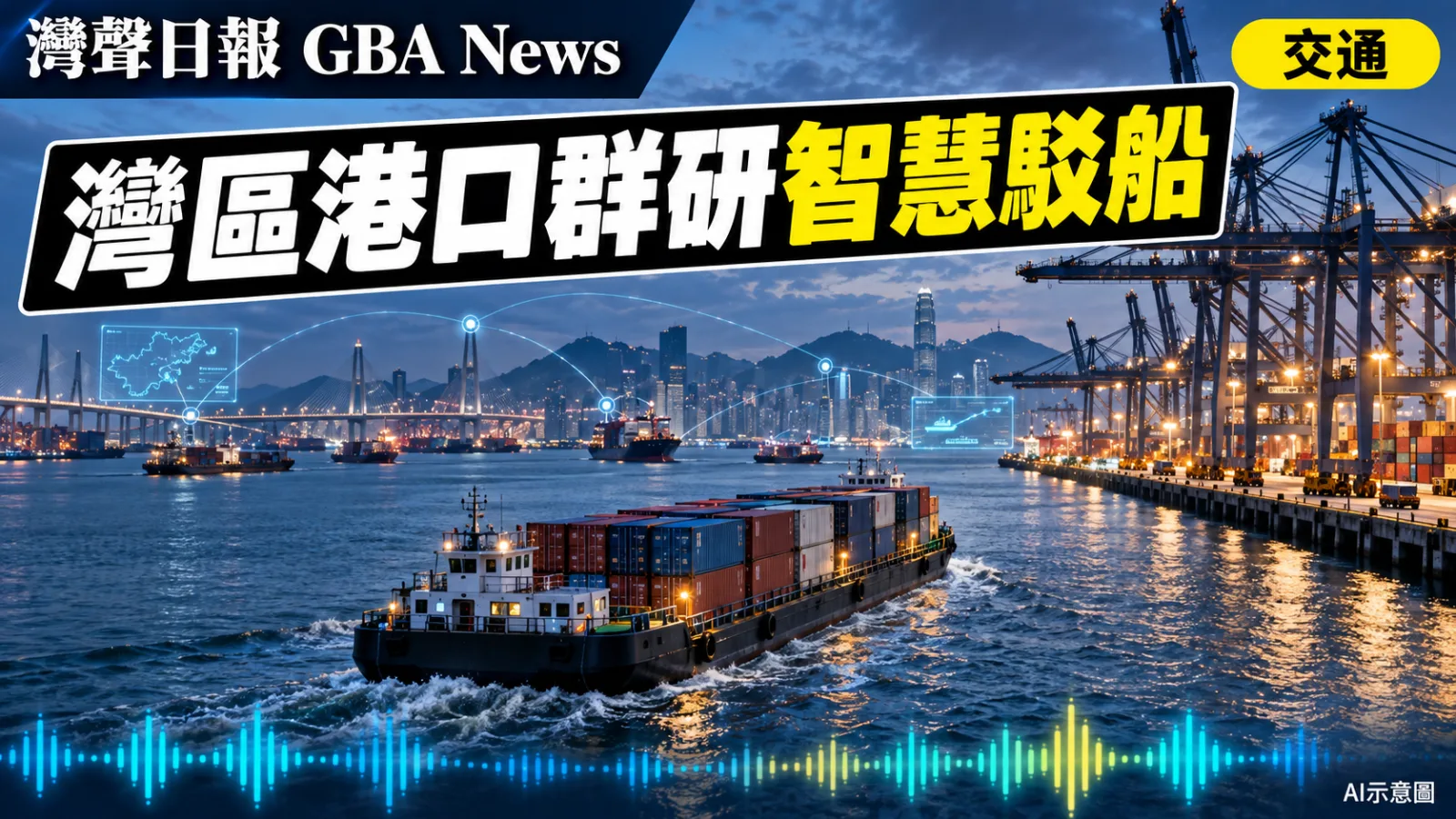 灣聲日報 GBA News｜香港深化大灣區港口群合作　研智慧駁船串連惠州東莞貨源｜交通新聞封面