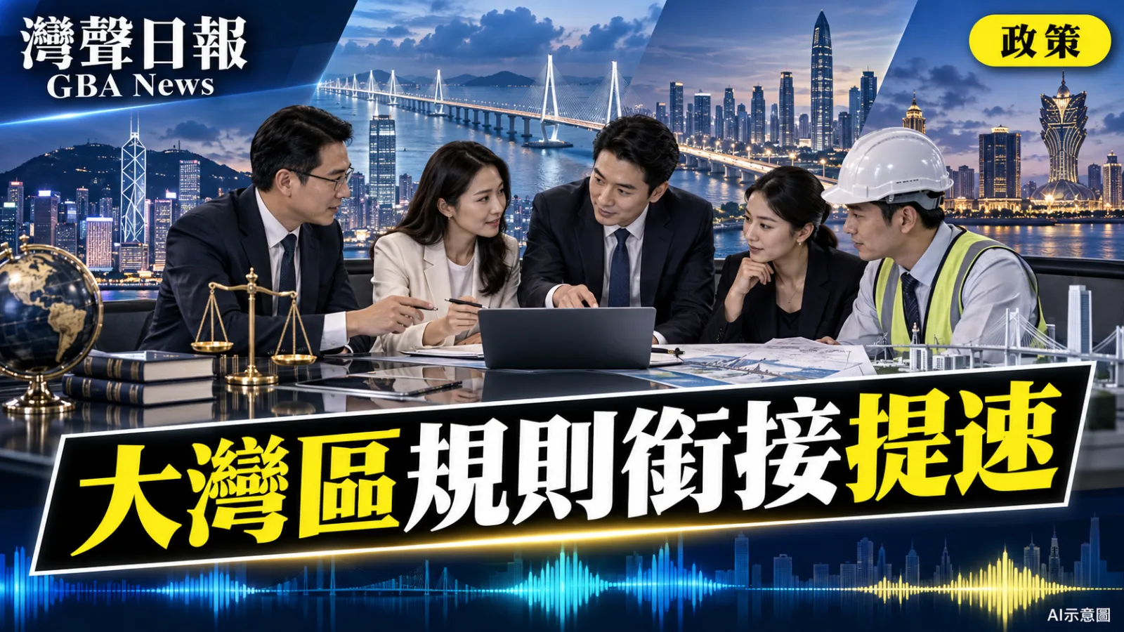 灣聲日報 GBA News｜大灣區規則銜接加速　港府研資管通優化、仲裁規則及跨境機電指南｜政策新聞封面