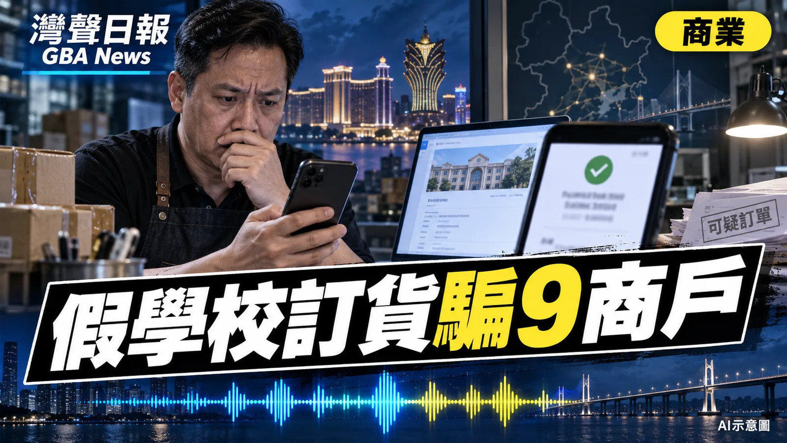 灣聲日報 GBA News|澳門商戶接假學校訂貨騙局 17日內9店損失逾98萬|商業新聞封面