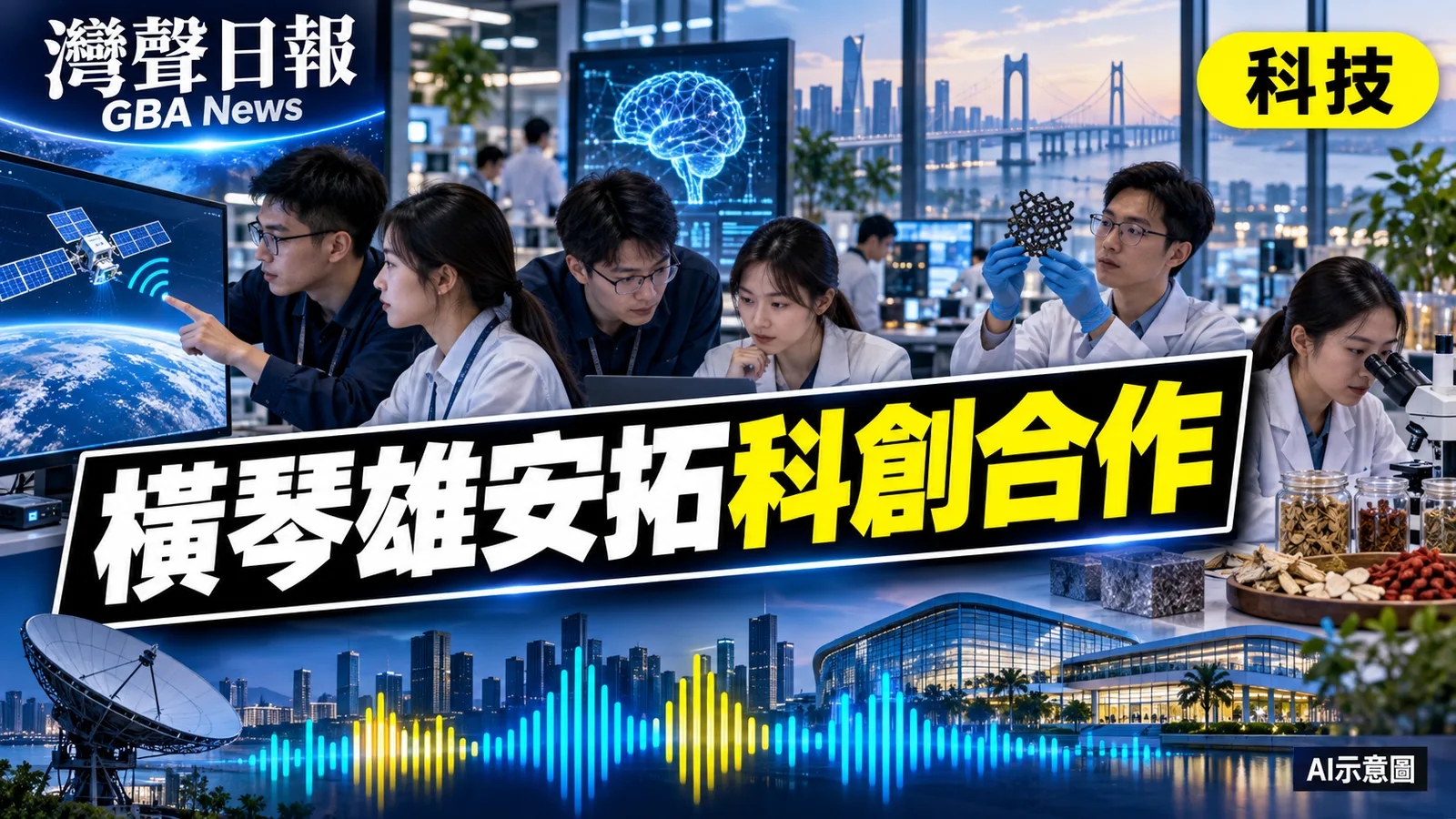 灣聲日報 GBA News｜橫琴雄安深化園區與科創合作　聚焦衛星互聯網、AI及中醫藥｜科技新聞封面