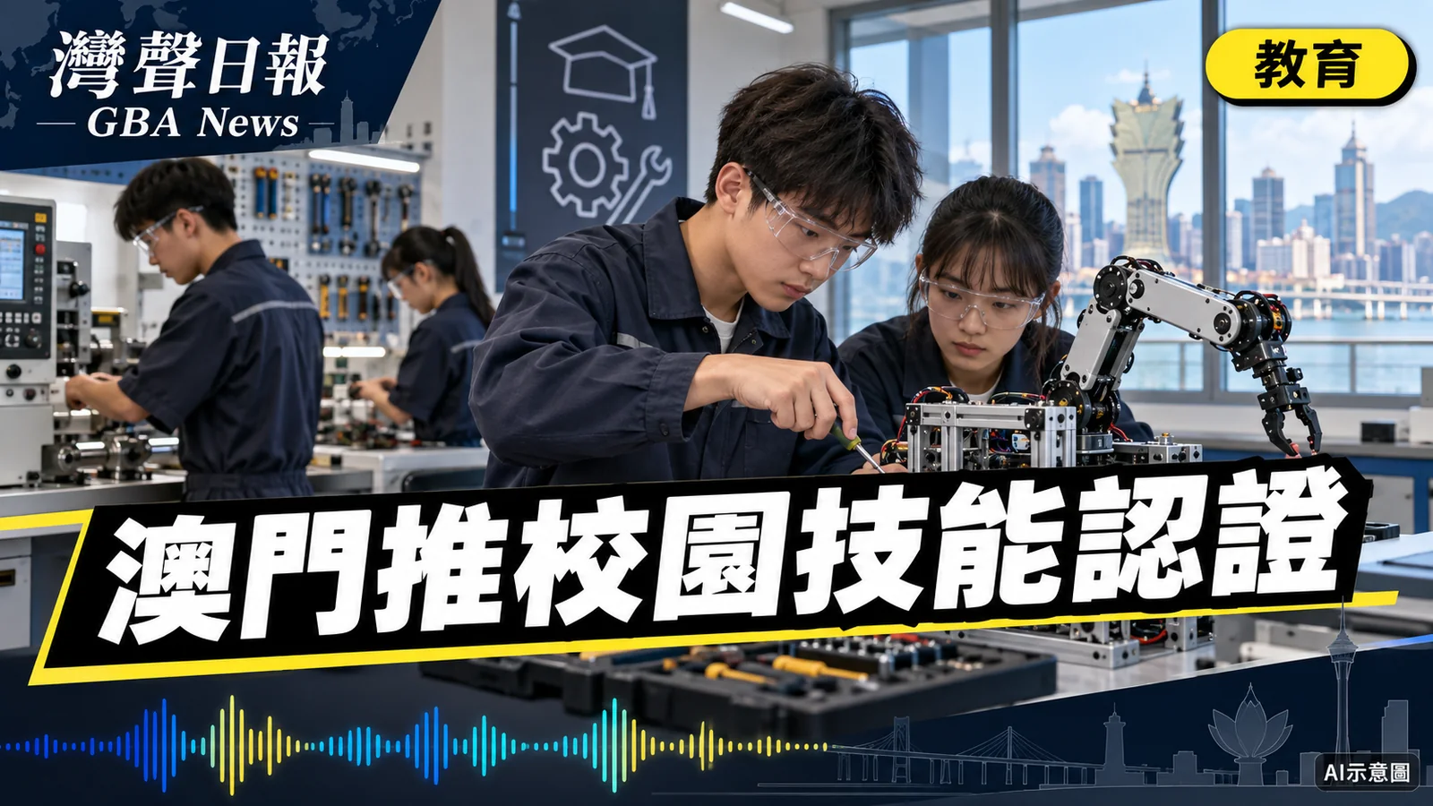 灣聲日報 GBA News｜澳門推校園技能認證　生產力中心與廣大中學培育科創人才｜教育新聞封面