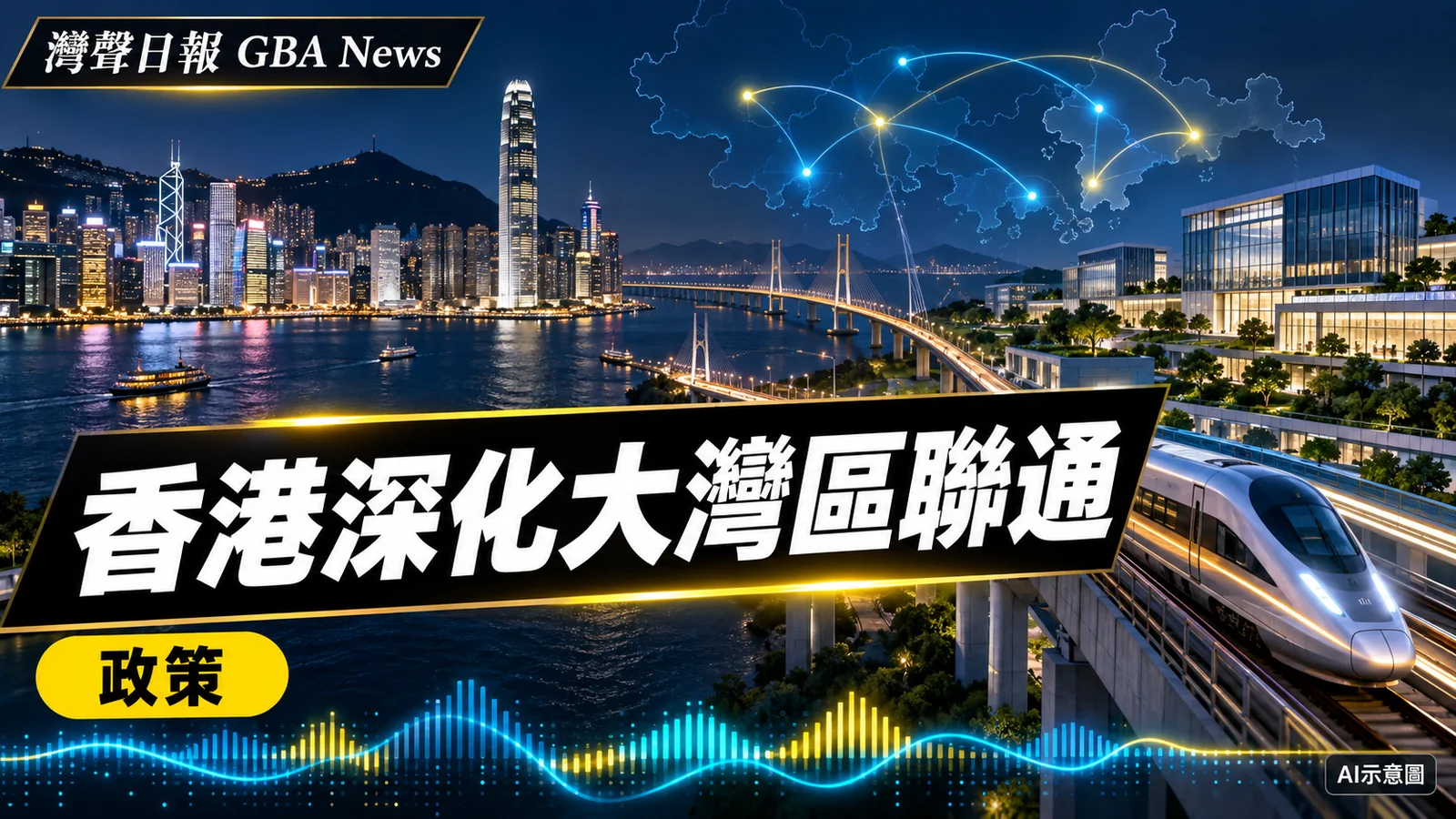 灣聲日報 GBA News｜香港五年規劃深化大灣區合作　推河套、跨境數據及軌道聯通｜政策新聞封面