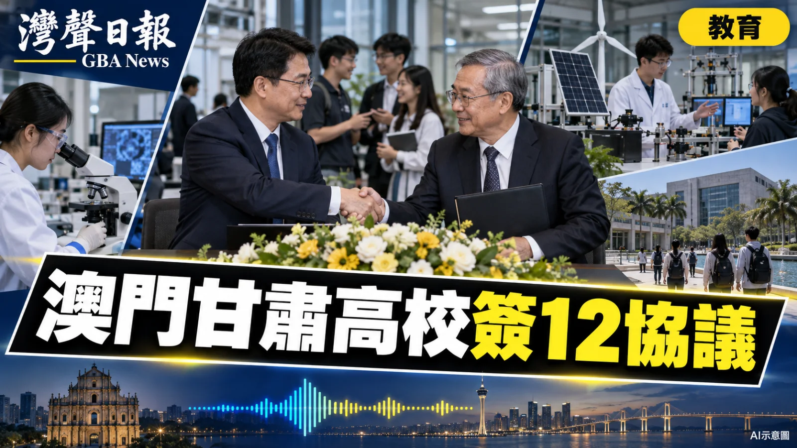 灣聲日報 GBA News|澳門10所高校赴甘肅深化協作 簽12份師生交流及科研協議|教育新聞封面