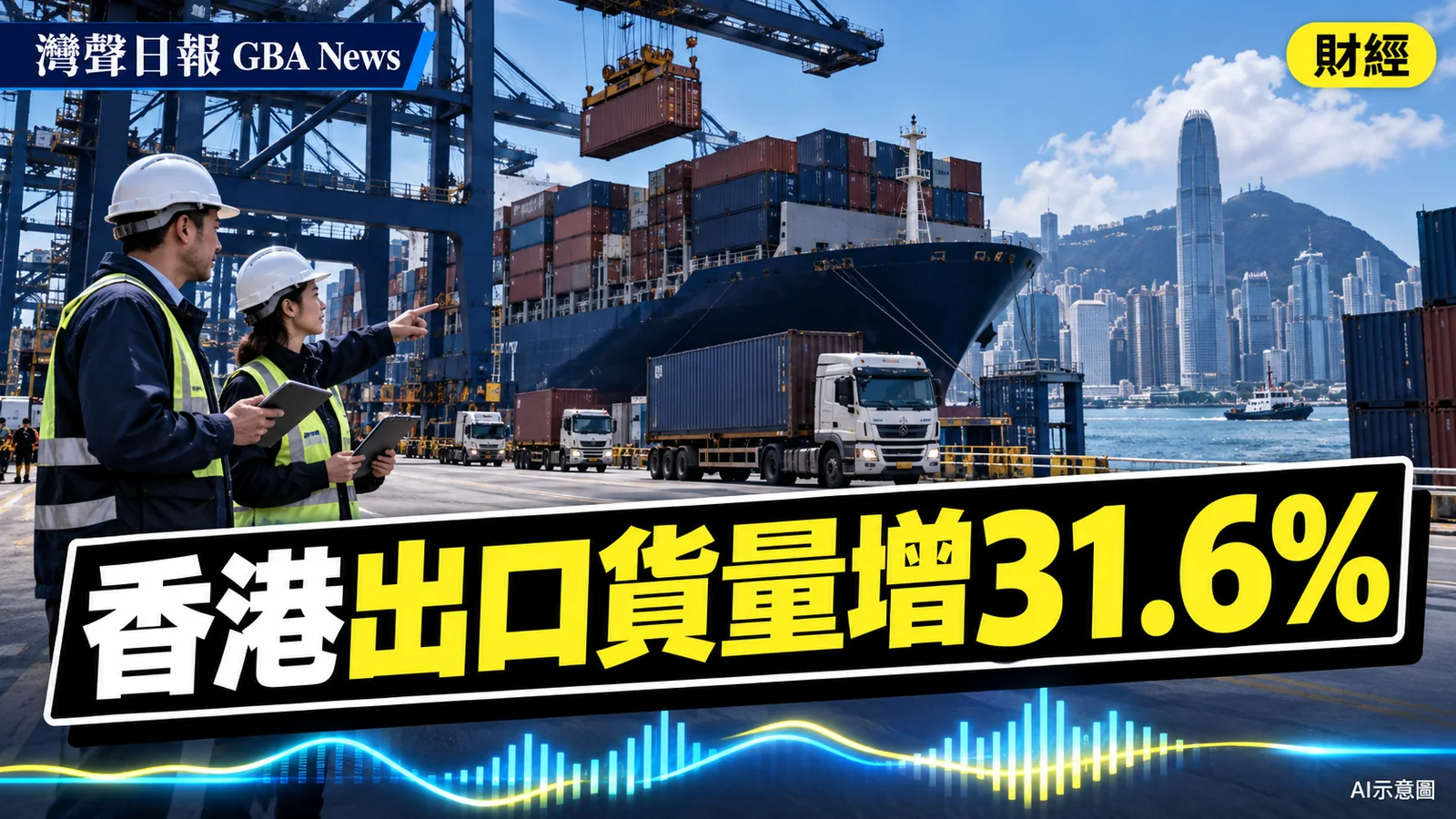 灣聲日報 GBA News｜香港7月出口貨量按年增31.6%　首七月進出口價格升逾一成三｜財經新聞封面